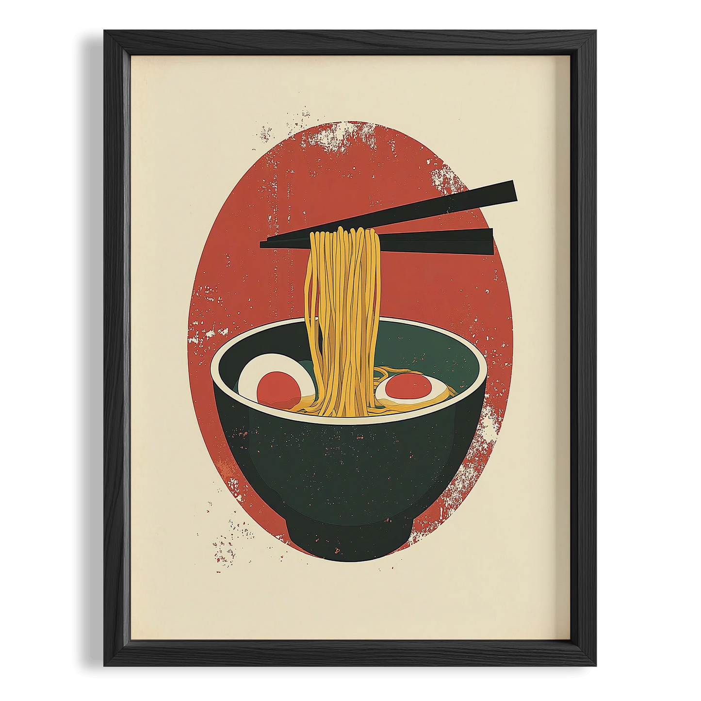 Japon Güneşi ve Ramen Retro Japon Tarzı Mutfak Duvar Tablosu