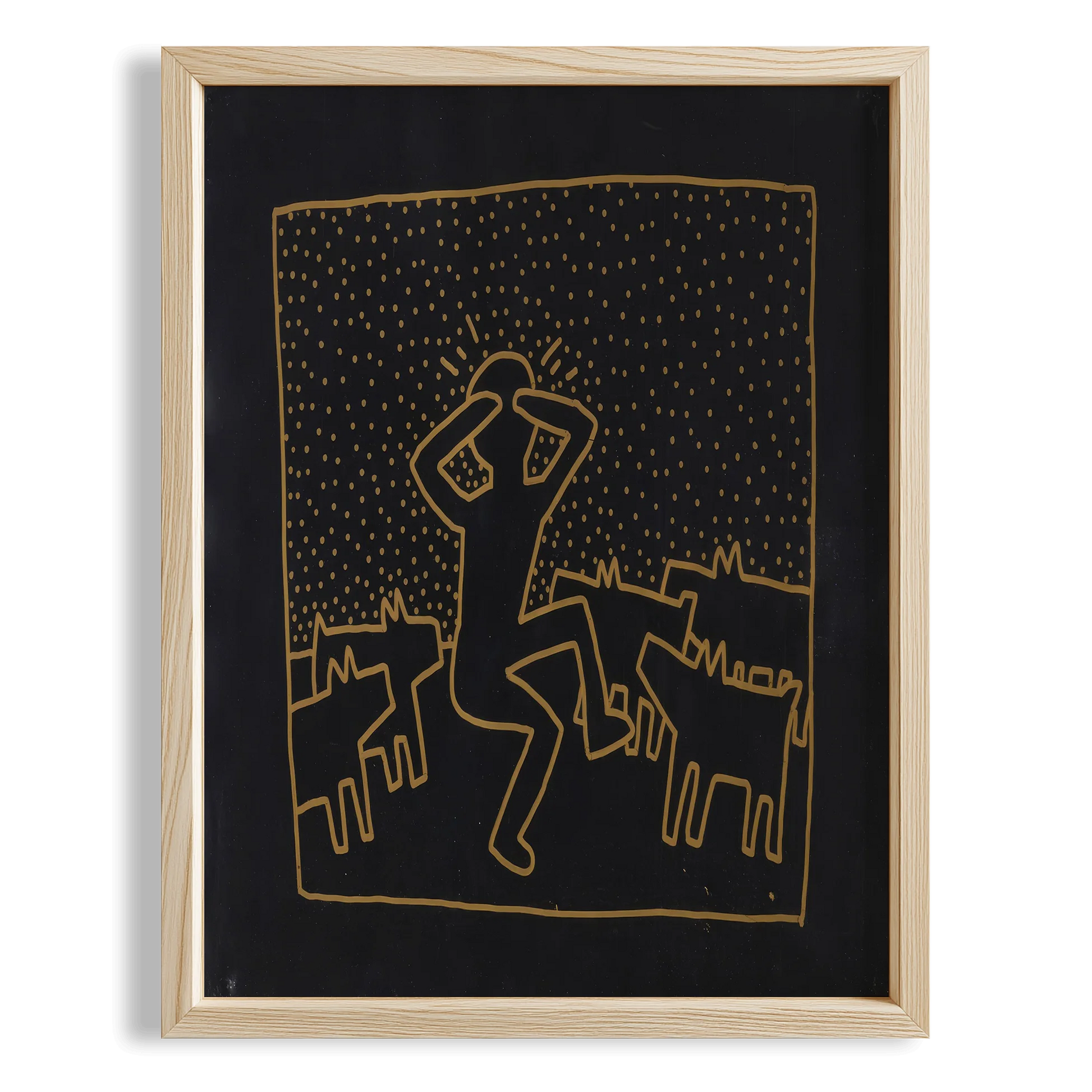 Altın Çizgiler - Keith Haring Ahşap Duvar Tablosu