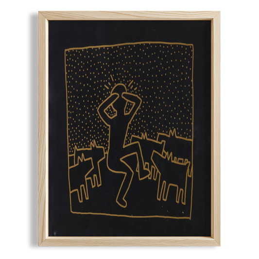 Altın Çizgiler - Keith Haring Ahşap Duvar Tablosu