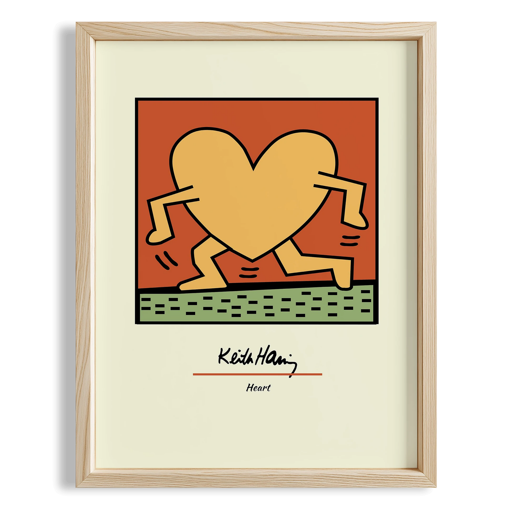 Kalp - Keith Haring Ahşap Duvar Tablosu