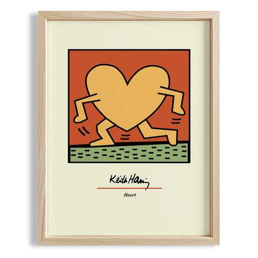Kalp - Keith Haring Ahşap Duvar Tablosu