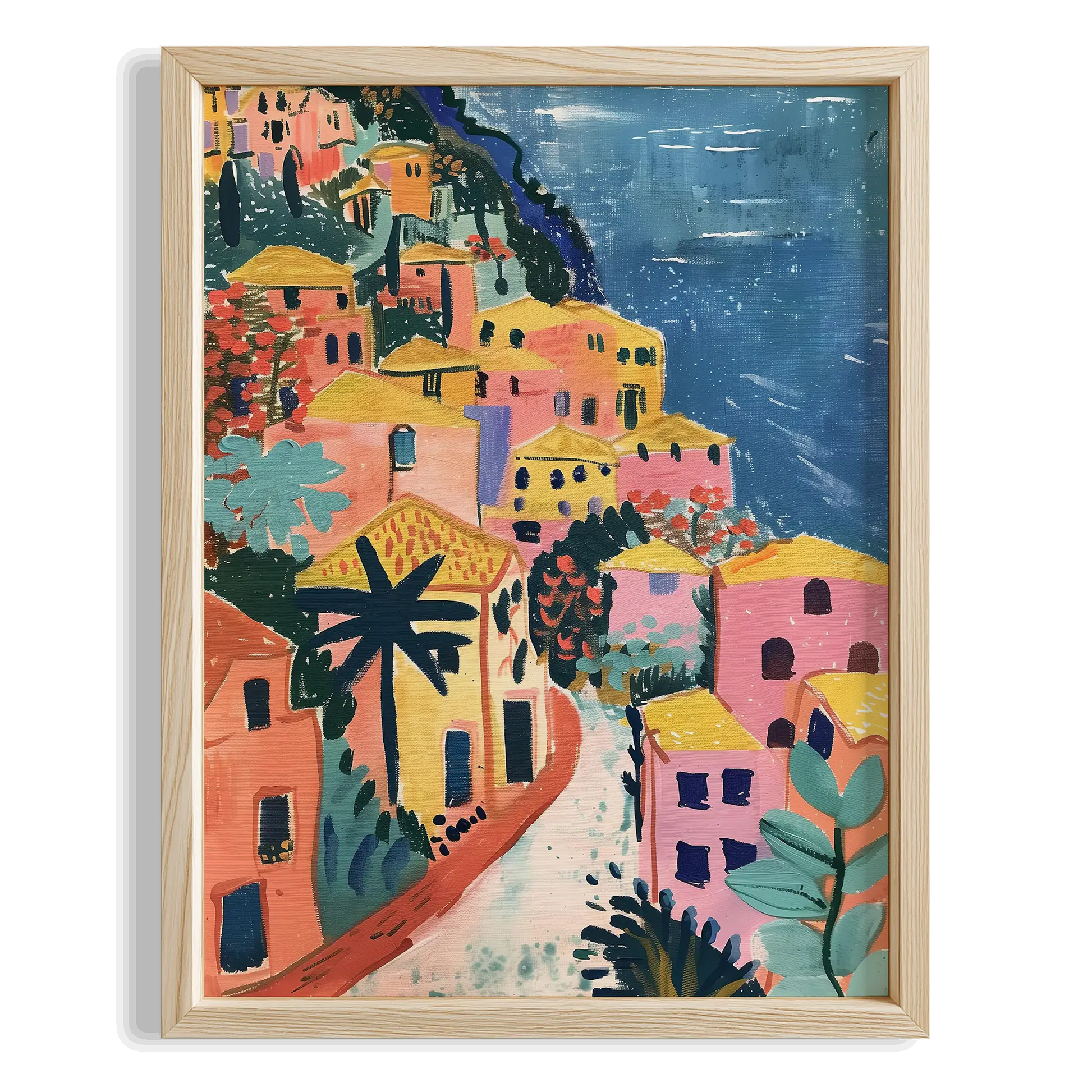 Amalfi Renkli Evler Akdeniz İtalya Koleksiyonu Mutfak Duvar Tablosu