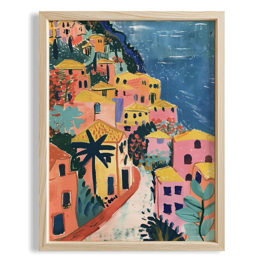 Amalfi Renkli Evler Akdeniz İtalya Koleksiyonu Mutfak Duvar Tablosu