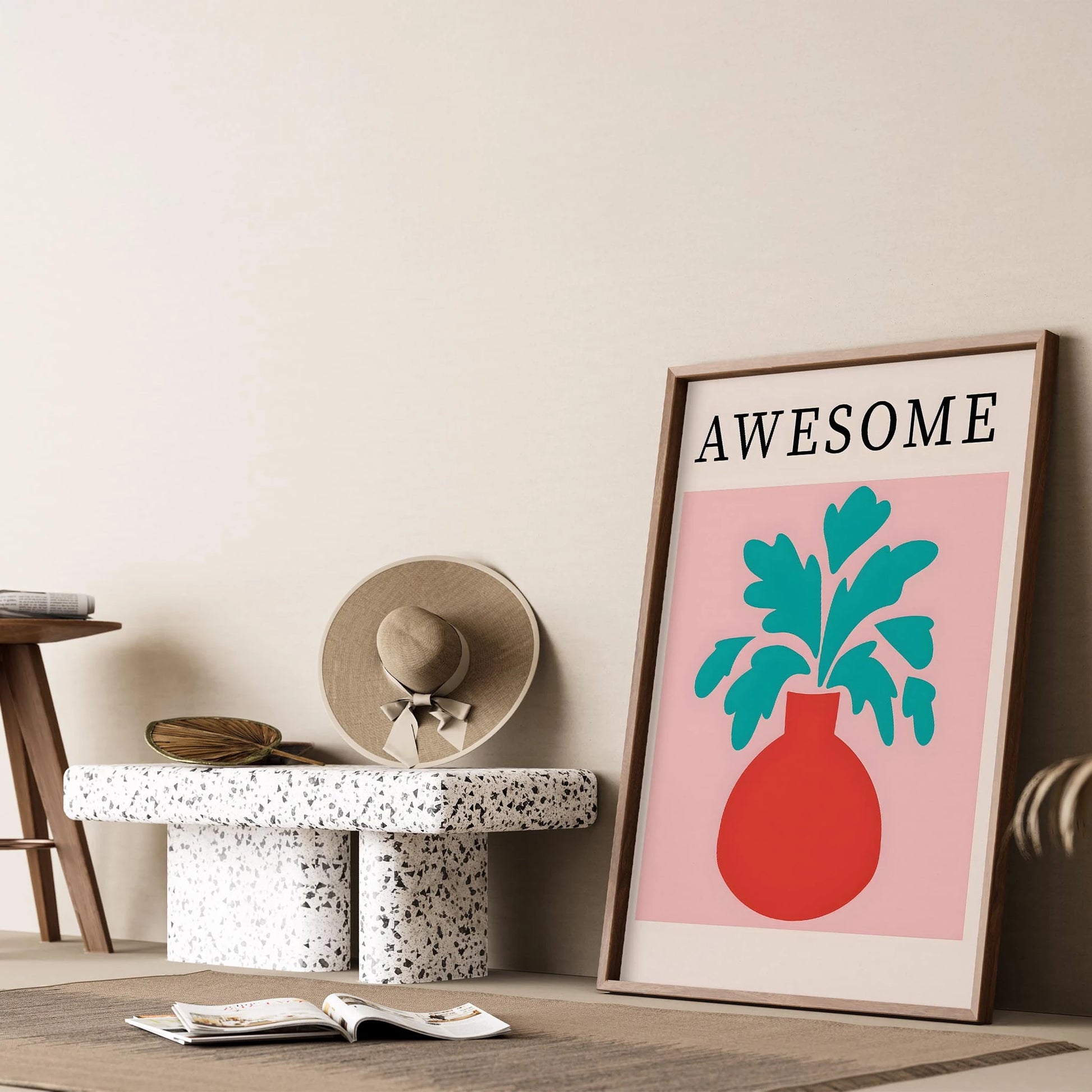 Matisse Kağıt Kesimleri Abstract Serisi Soyut Vazo AWESOME Tipografi I Duvar Tablosu