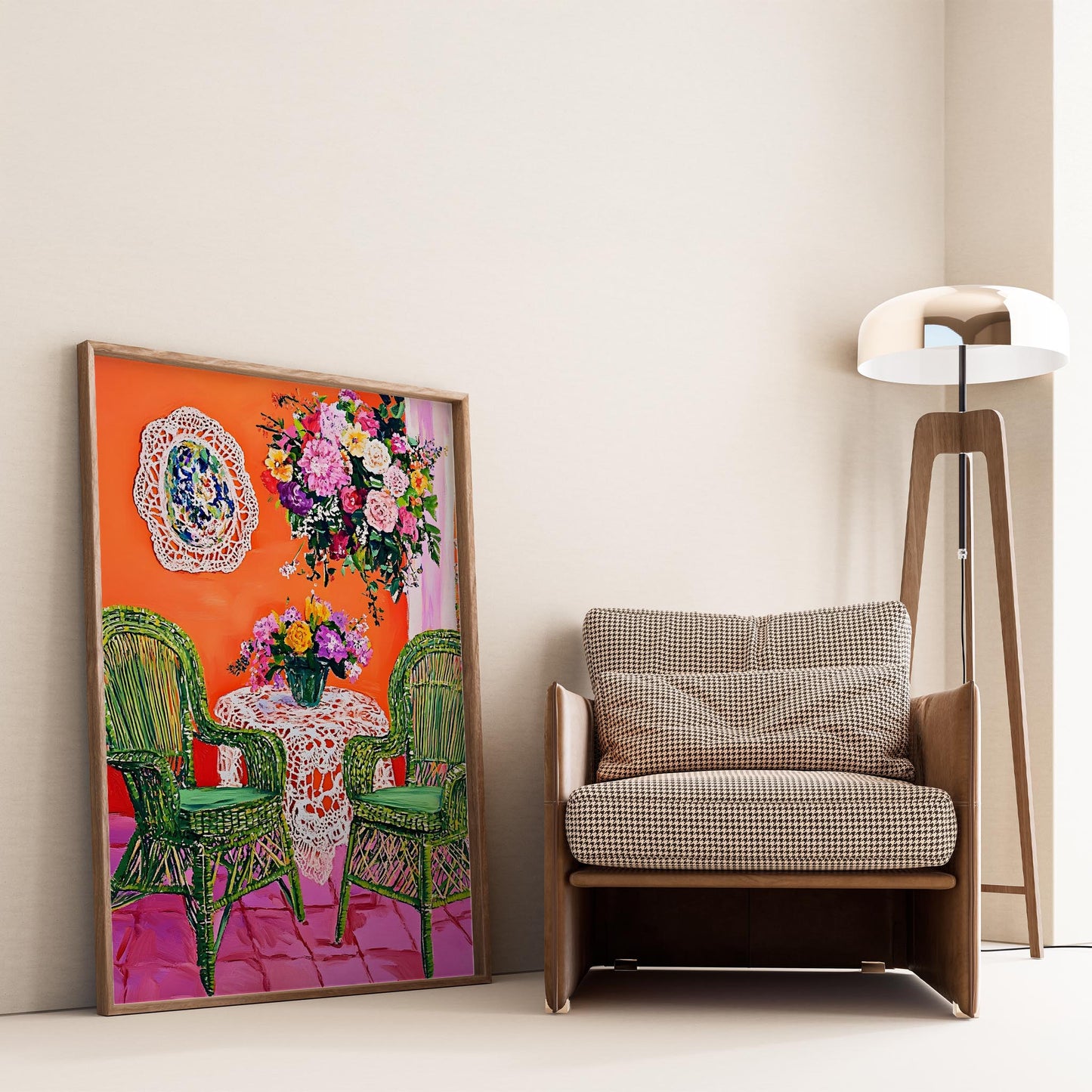 Henri Matisse İlhamlı Bahçe Terasında Renkli Sohbet Yağlı Boya I Duvar Tablosu
