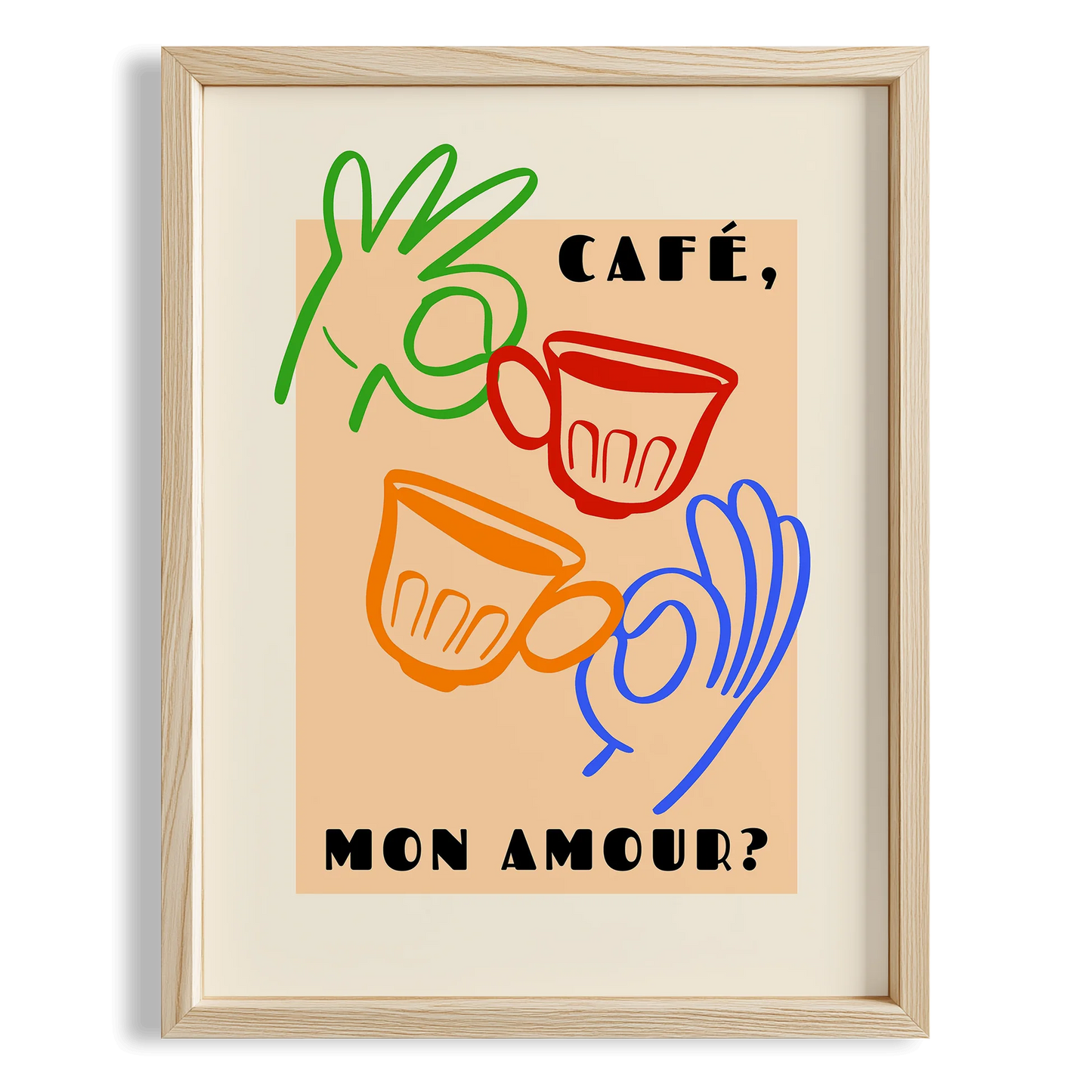 Café Mon Amour Fransız Minimal Çizimler Mutfak Duvar Tablosu