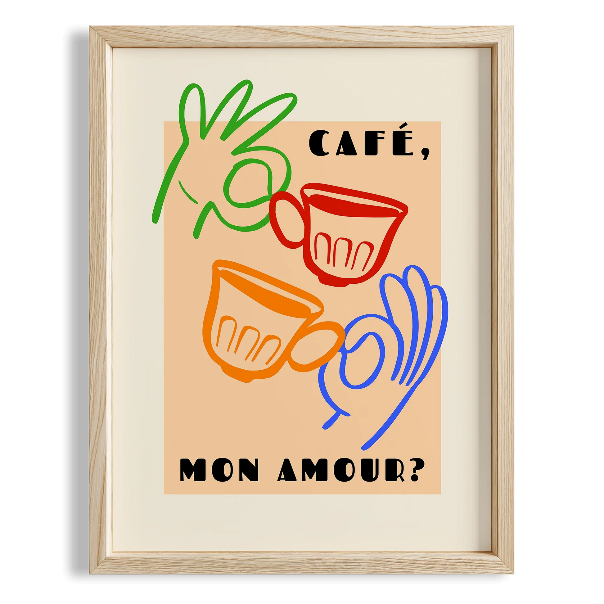 Café Mon Amour Fransız Minimal Çizimler Mutfak Duvar Tablosu