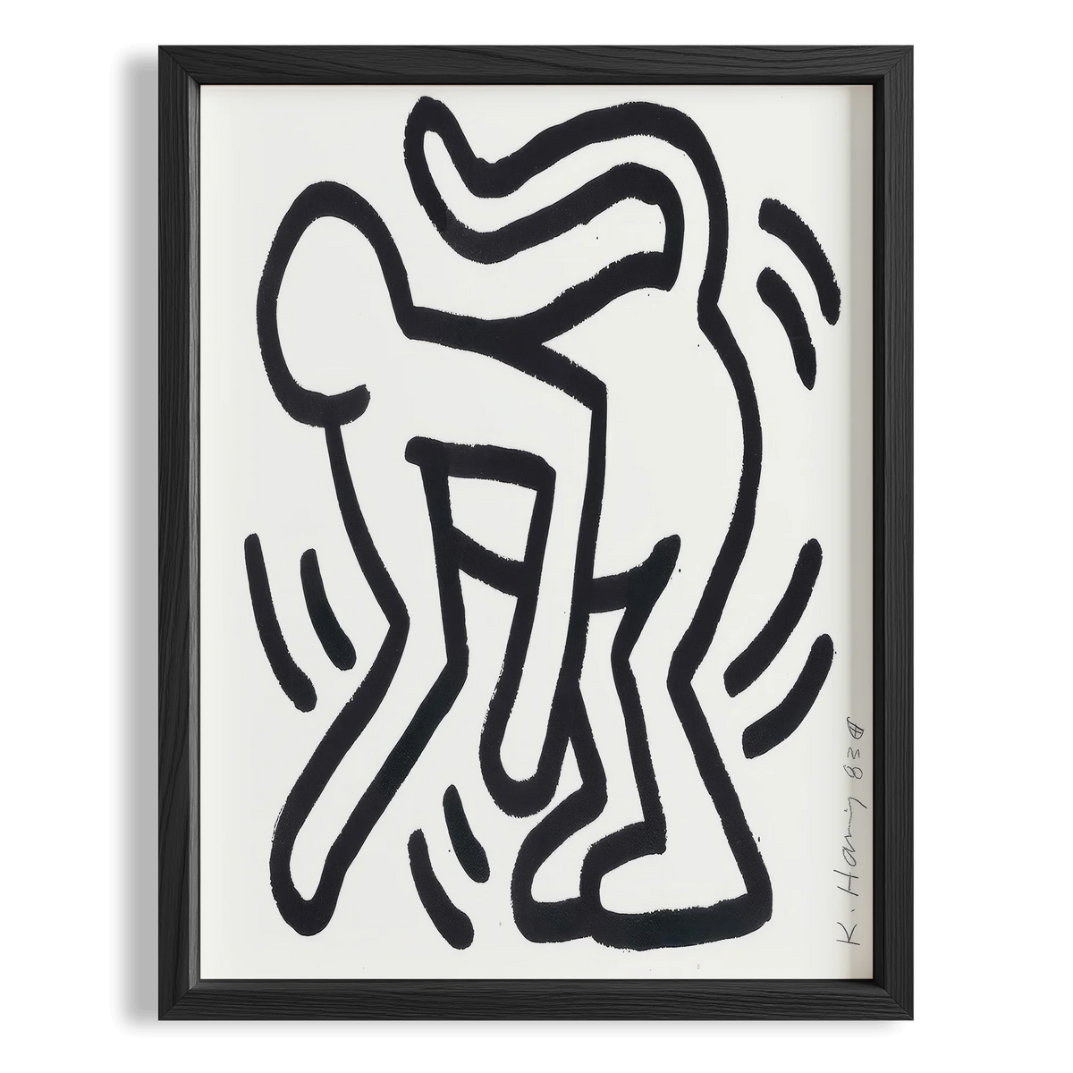 Dans Eden Çift - Keith Haring Ahşap Duvar Tablosu