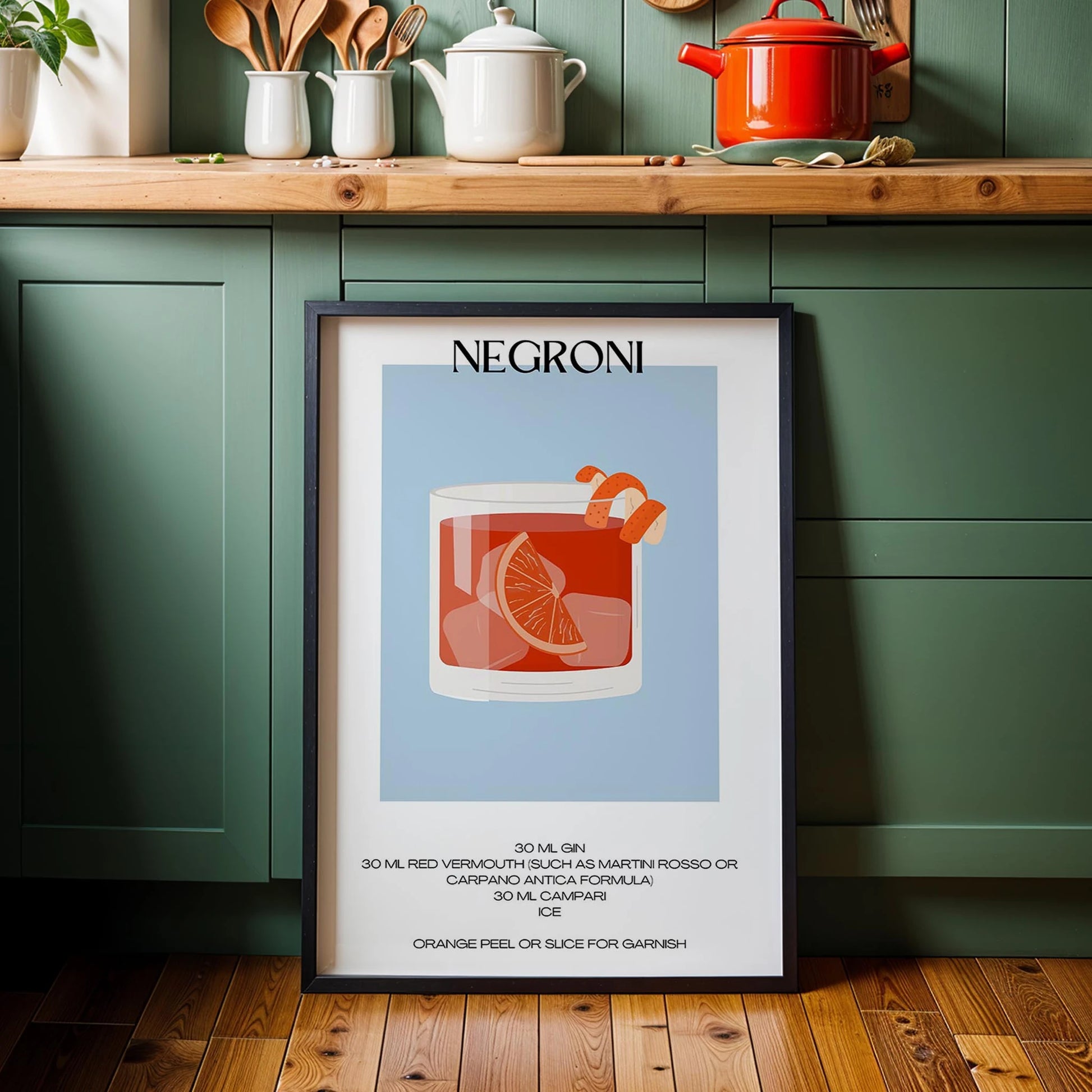 Negroni Kokteyl Tarifi Mutfak Duvar Tablosu