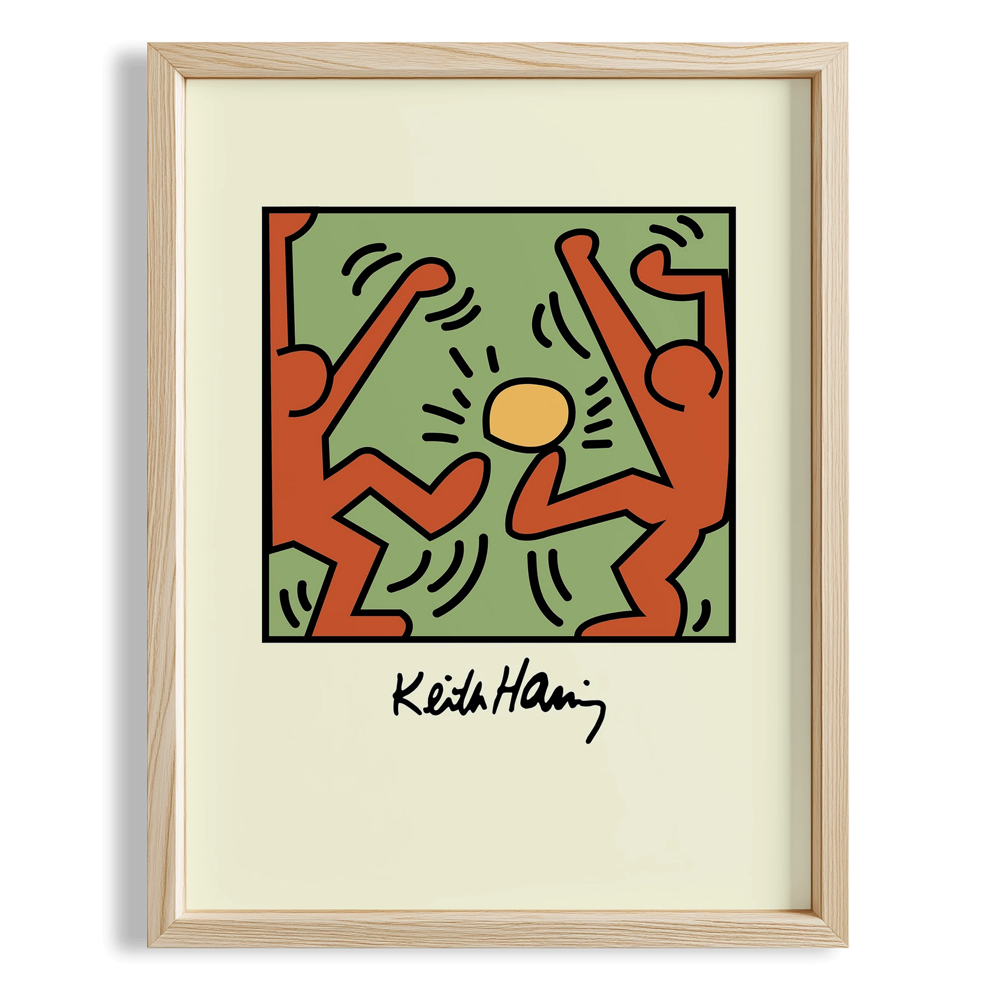 Dans Eden Figürler - Keith Haring Ahşap Duvar Tablosu