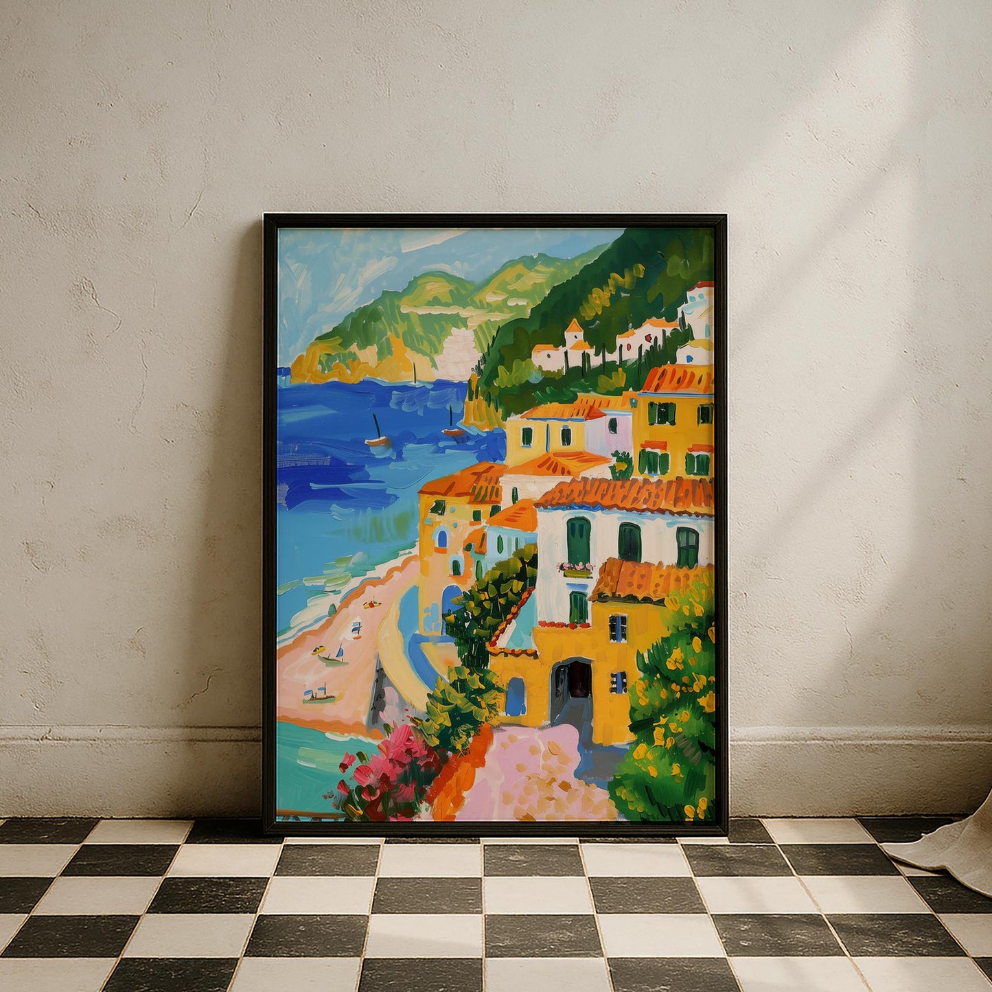 Positano Sahil Kasabası Manzarası İtalya Koleksiyonu Mutfak Duvar Tablosu