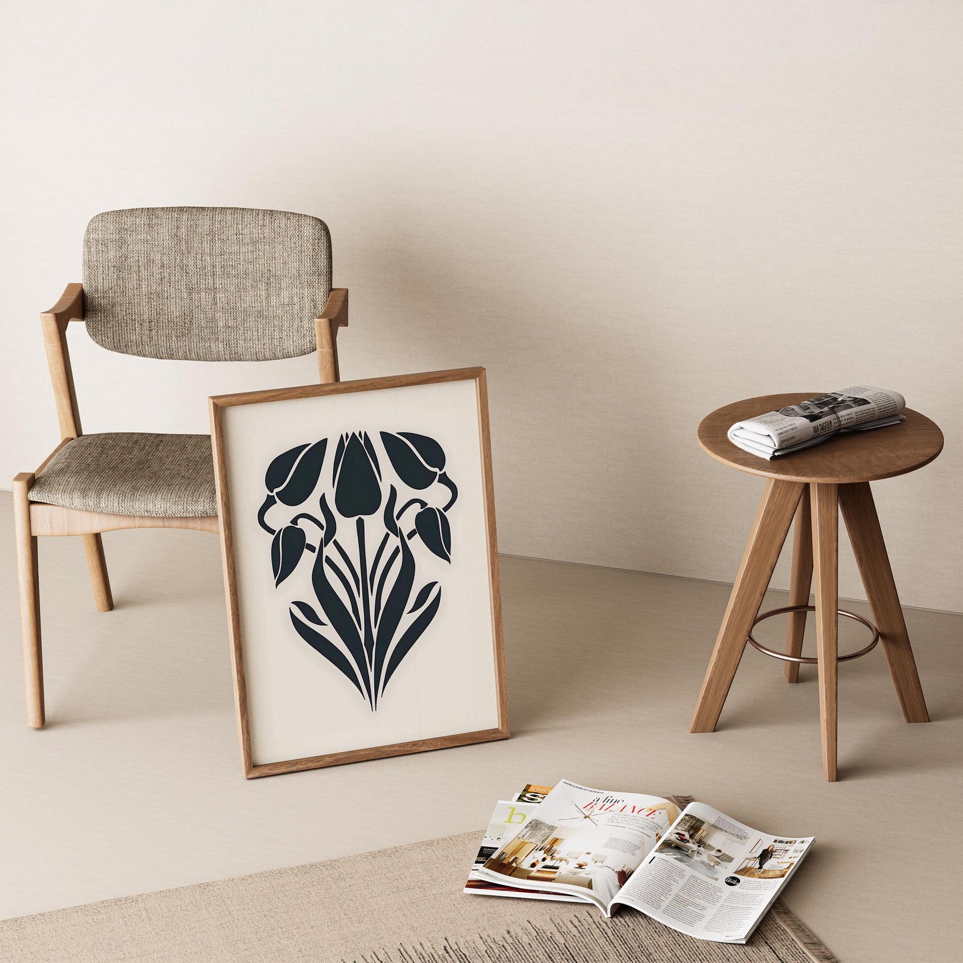 Matisse Kağıt Kesimleri Abstract Serisi Minimalist Lale Seranadı I Duvar Tablosu