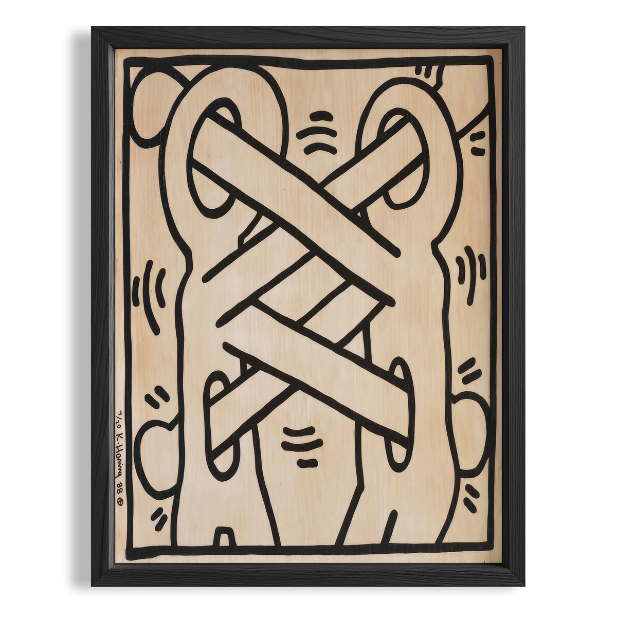 Düğümlü Desen - Keith Haring Ahşap Duvar Tablosu