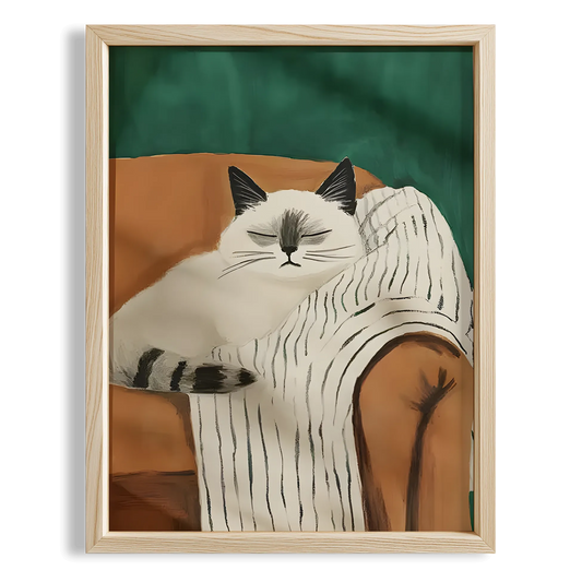 Kedi & Battaniye I - Krem Koltuk