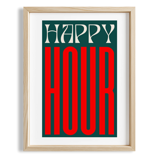 Happy Hour Tipografi Mutfak Duvar Tablosu