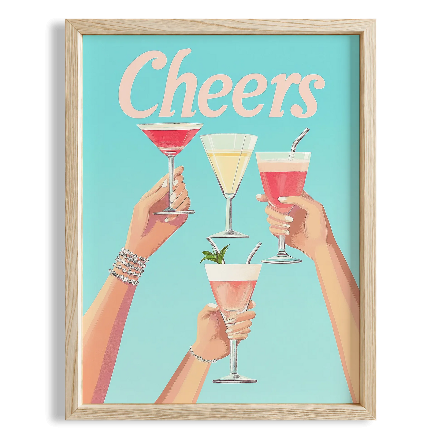 Cheers Tipografi Retro Maximalist Mutfak Duvar Tablosu