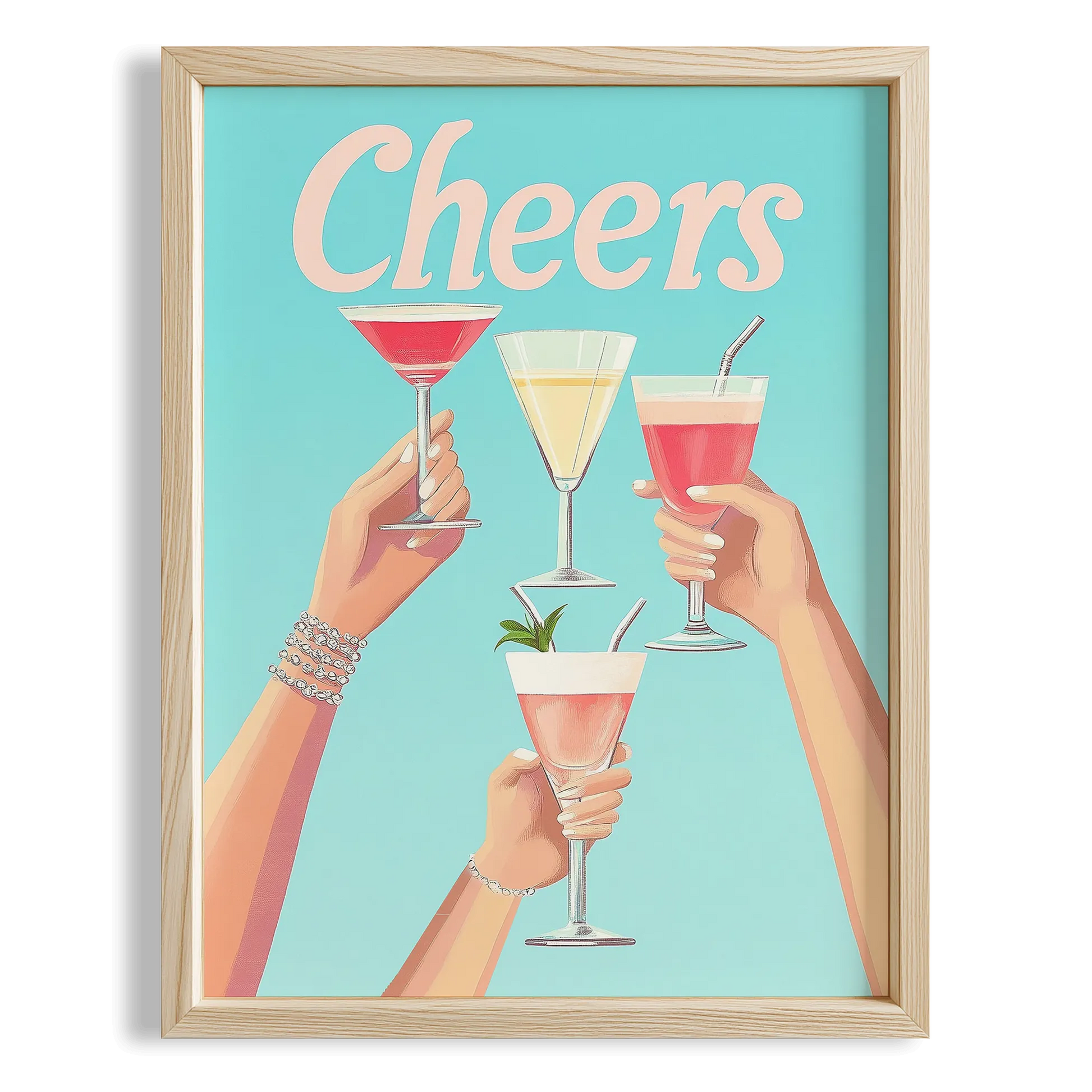 Cheers Tipografi Retro Maximalist Mutfak Duvar Tablosu