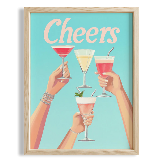 Cheers Tipografi Retro Maximalist Mutfak Duvar Tablosu