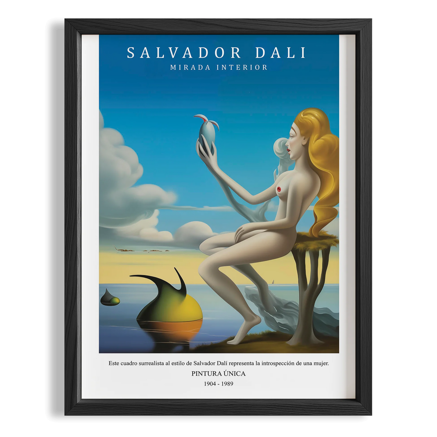 Oturan Kadın - Salvador Dali Ahşap Duvar Tablosu