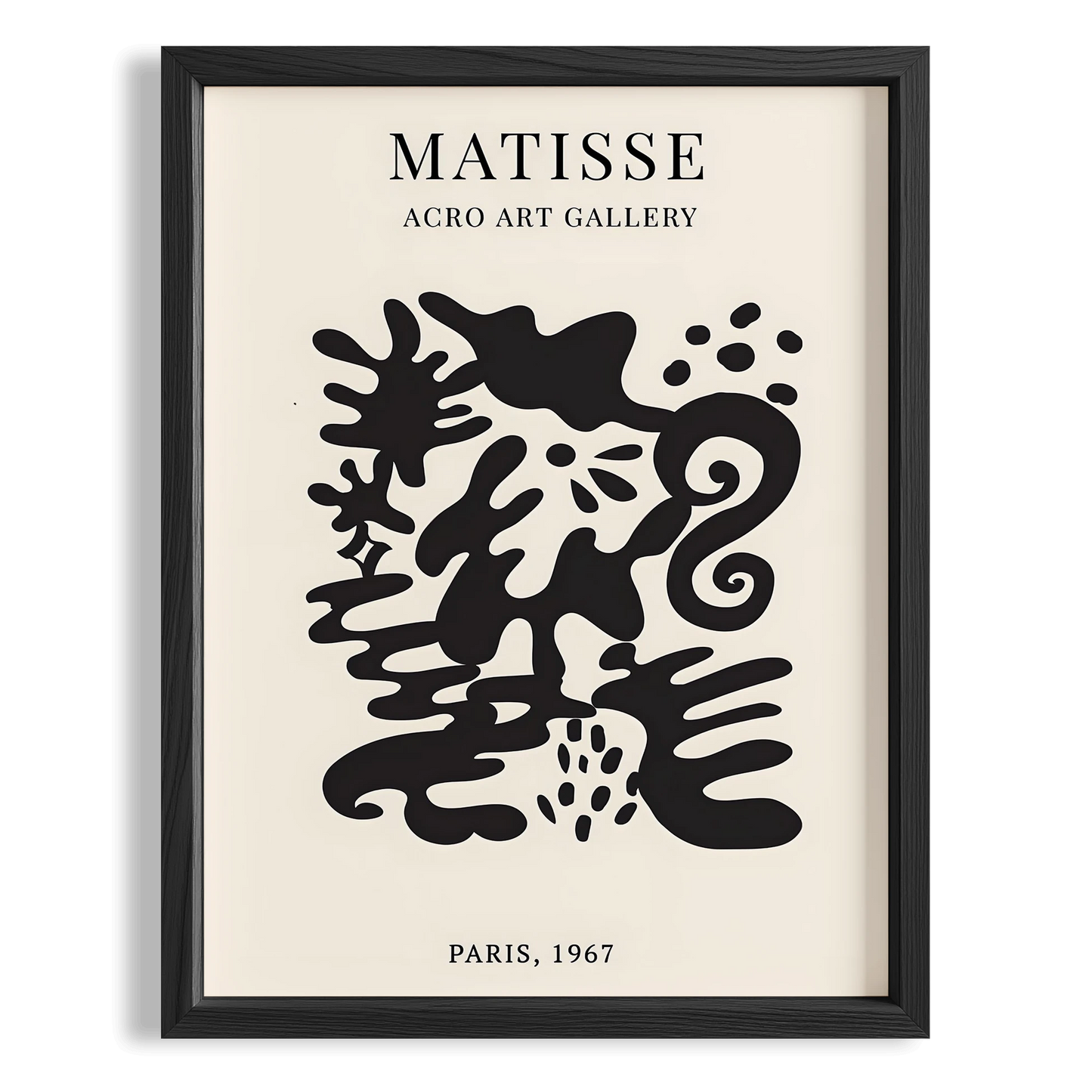 Matisse Kağıt Kesimleri Serisi Siyah Soyut Dal ve Çiçek Deseni II Duvar Tablosu
