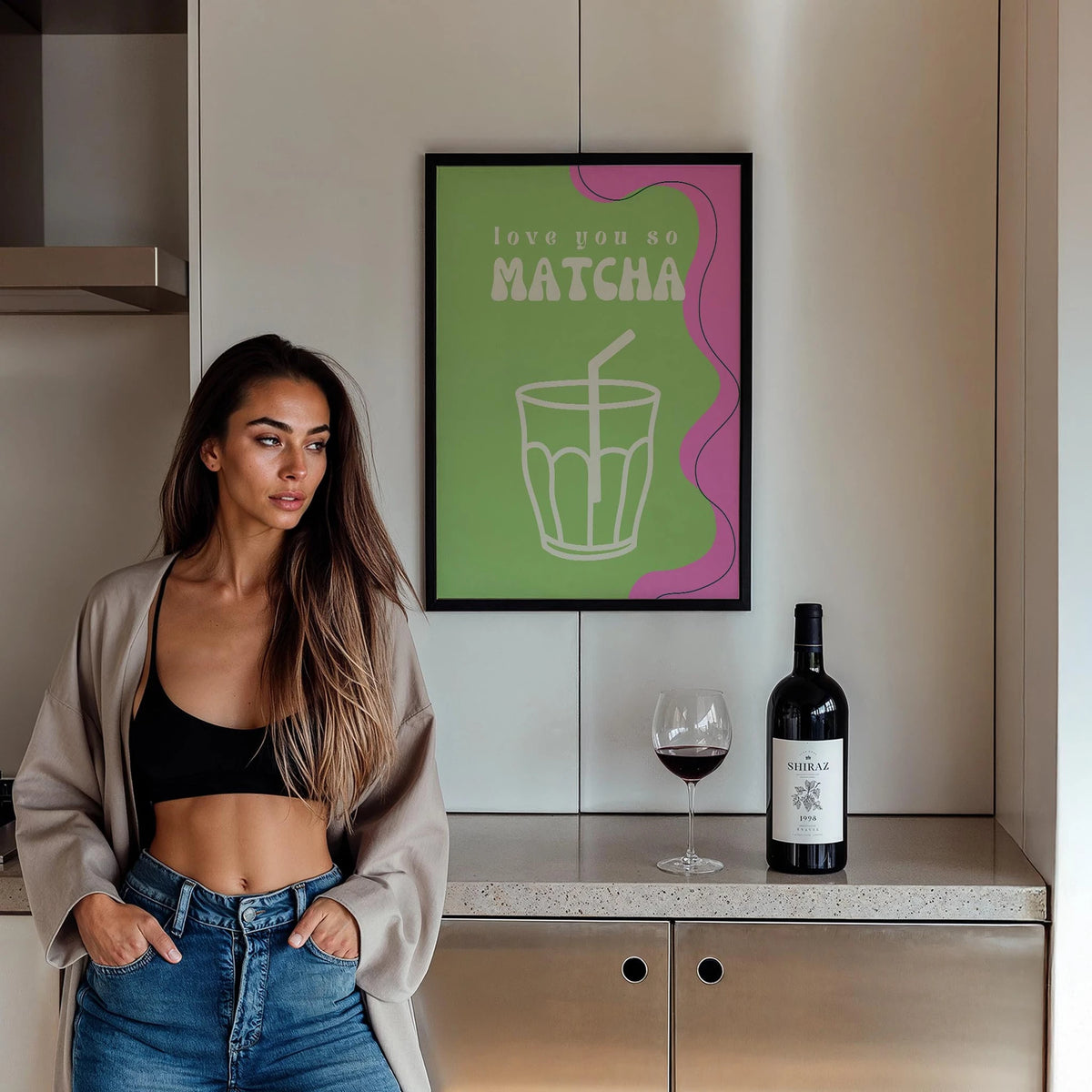 Love You So Matcha Çayı Tipografi Mutfak Duvar Tablosu