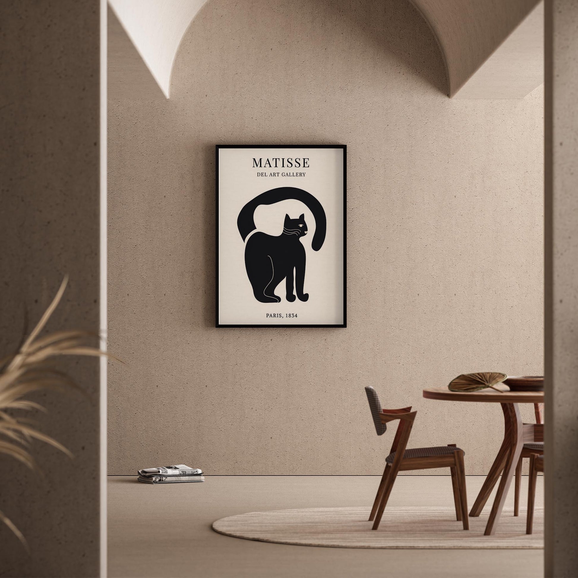 Matisse Kağıt Kesimleri Serisi Minimalist Siyah Erkek Kedi I Duvar Tablosu