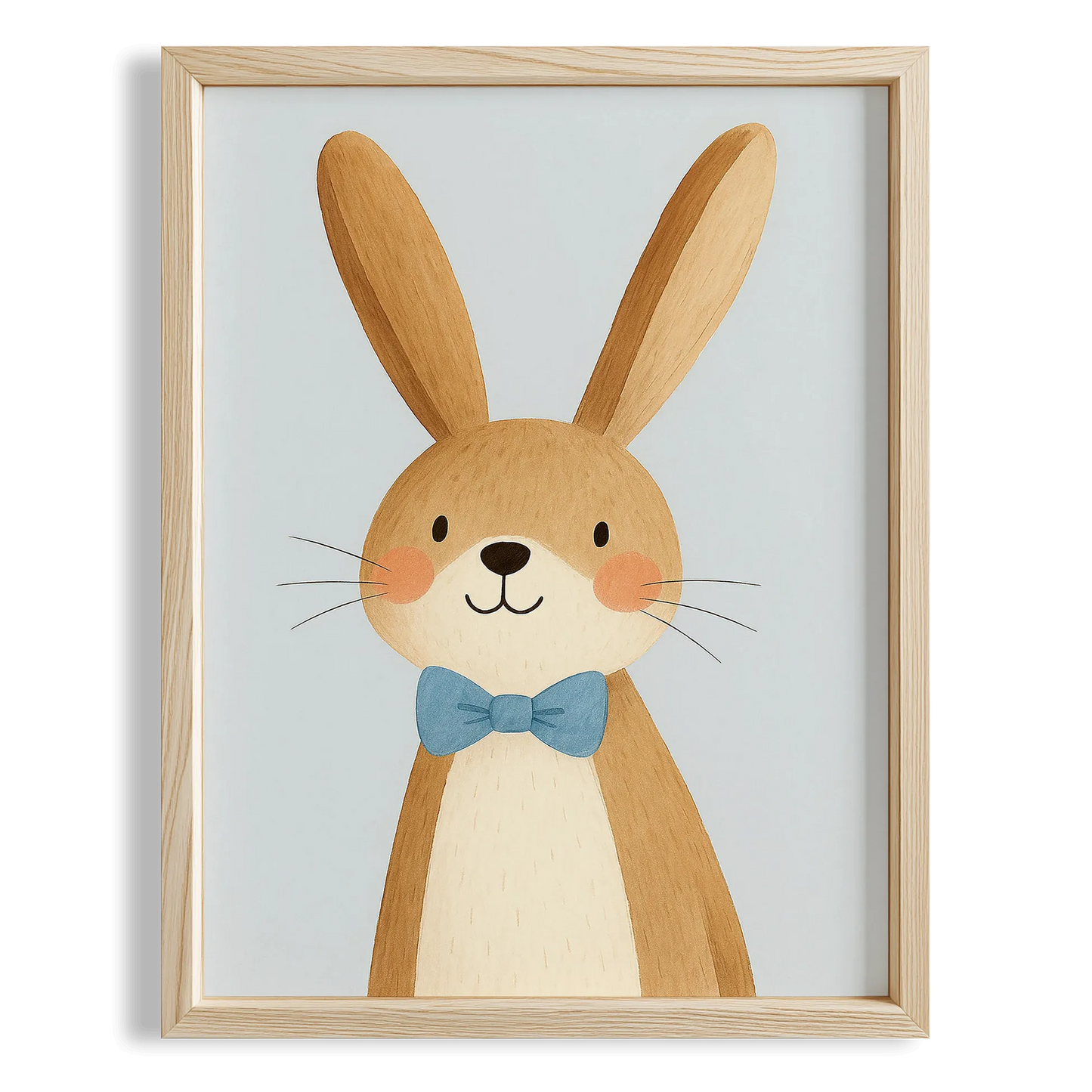 Sevimli Tavşan Mavi Hayvan Temalı Çocuk Odası Ahşap Tablo