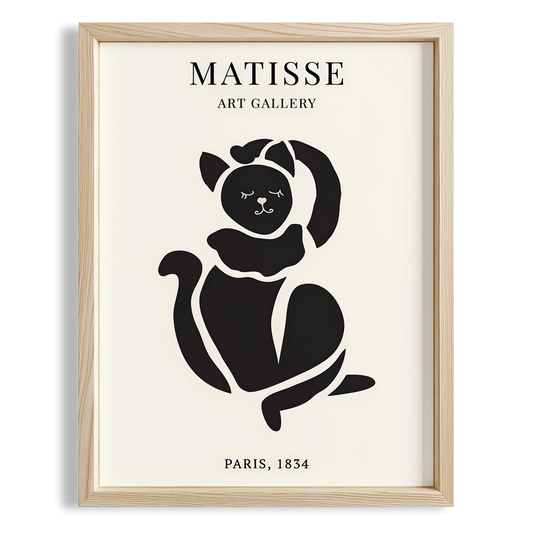 Matisse Kağıt Kesimleri Serisi Minimalist Siyah Dişi Kedi I Duvar Tablosu