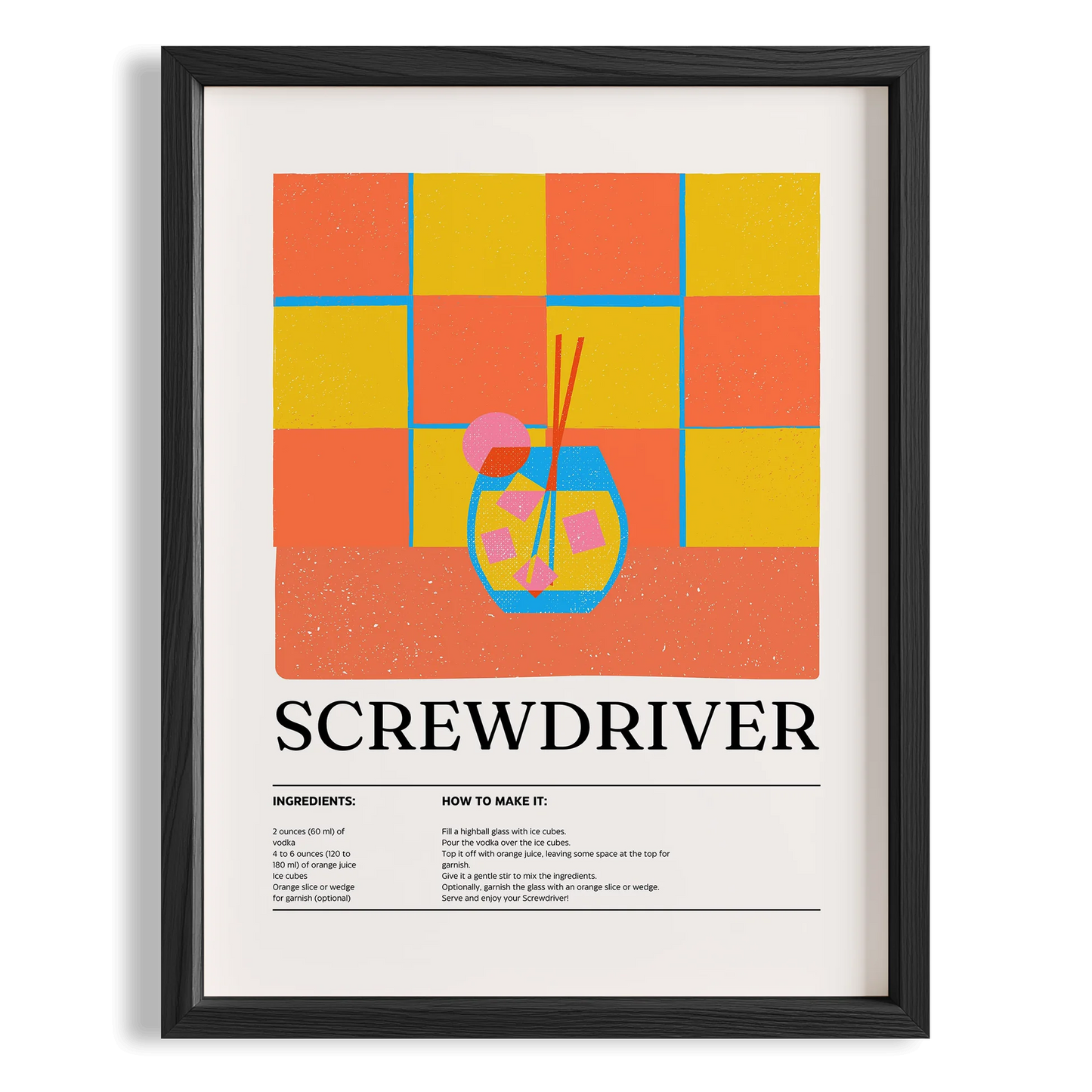 Screwdriver Kokteyl Tarifi Mutfak Duvar Tablosu