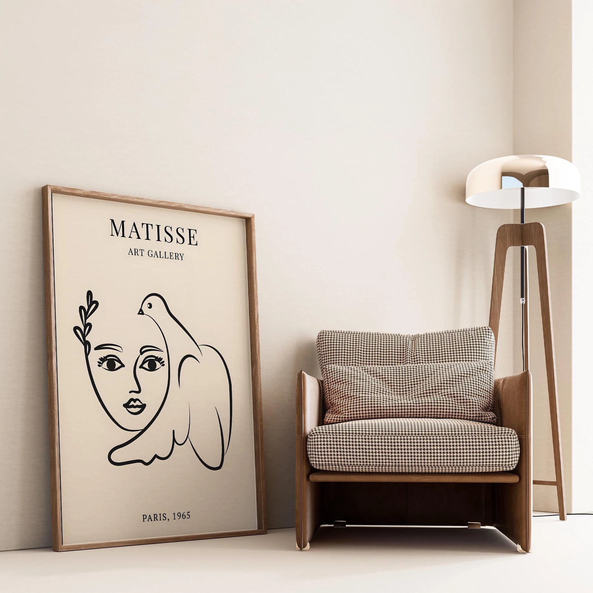 Matisse Kağıt Kesimleri Picasso Abstract Kadın Silüeti ve Kuş Sağ I Duvar Tablosu