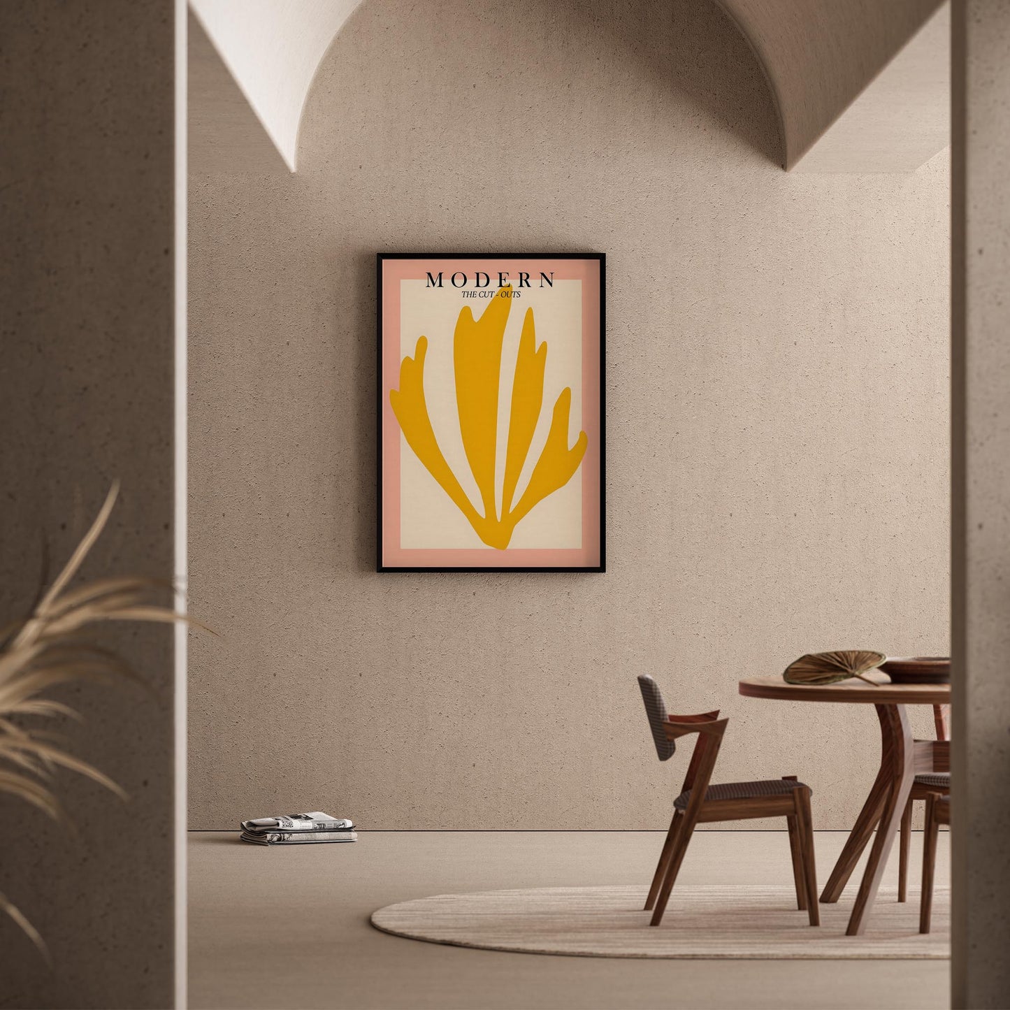Matisse Kağıt Kesimleri Abstract Serisi Sarı Soyut Palmiye Yaprağı I Duvar Tablosu
