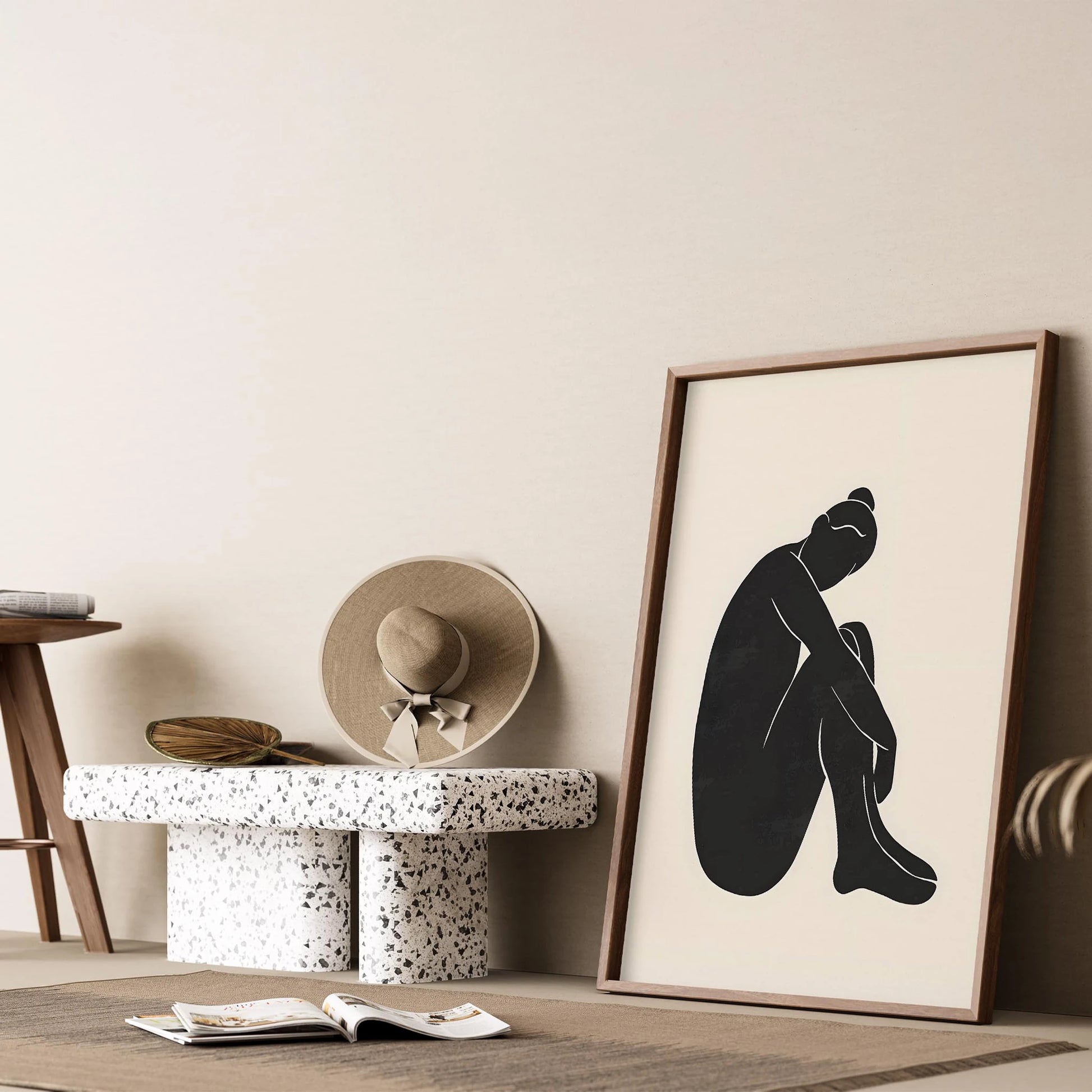 Matisse Kağıt Kesimleri Serisi Siyah Minimalist Kadın Figürü I Duvar Tablosu