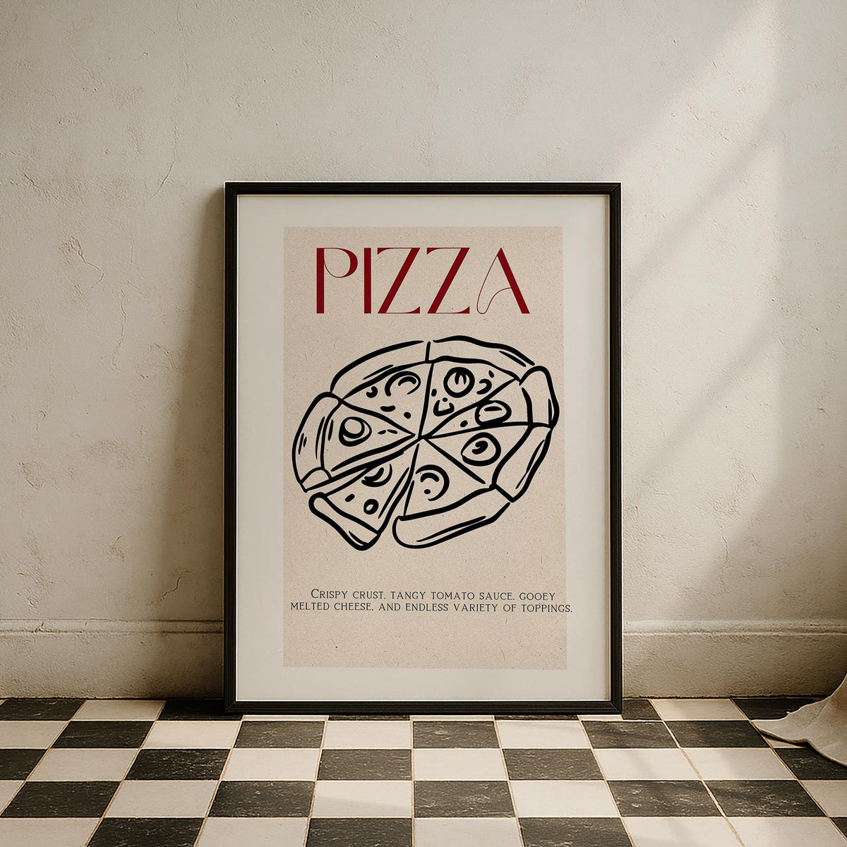 Pizza Çizim Akdeniz İtalya Koleksiyonu Mutfak Duvar Tablosu