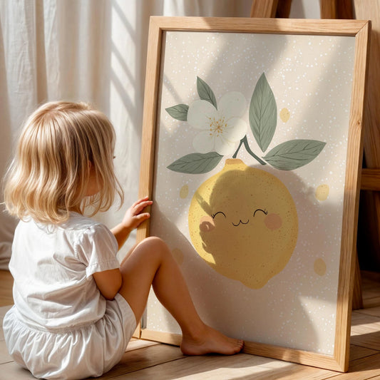 Papatya Desenli Pastel Tonlarda Çizim - Çocuk Odası Ahşap Tablo I