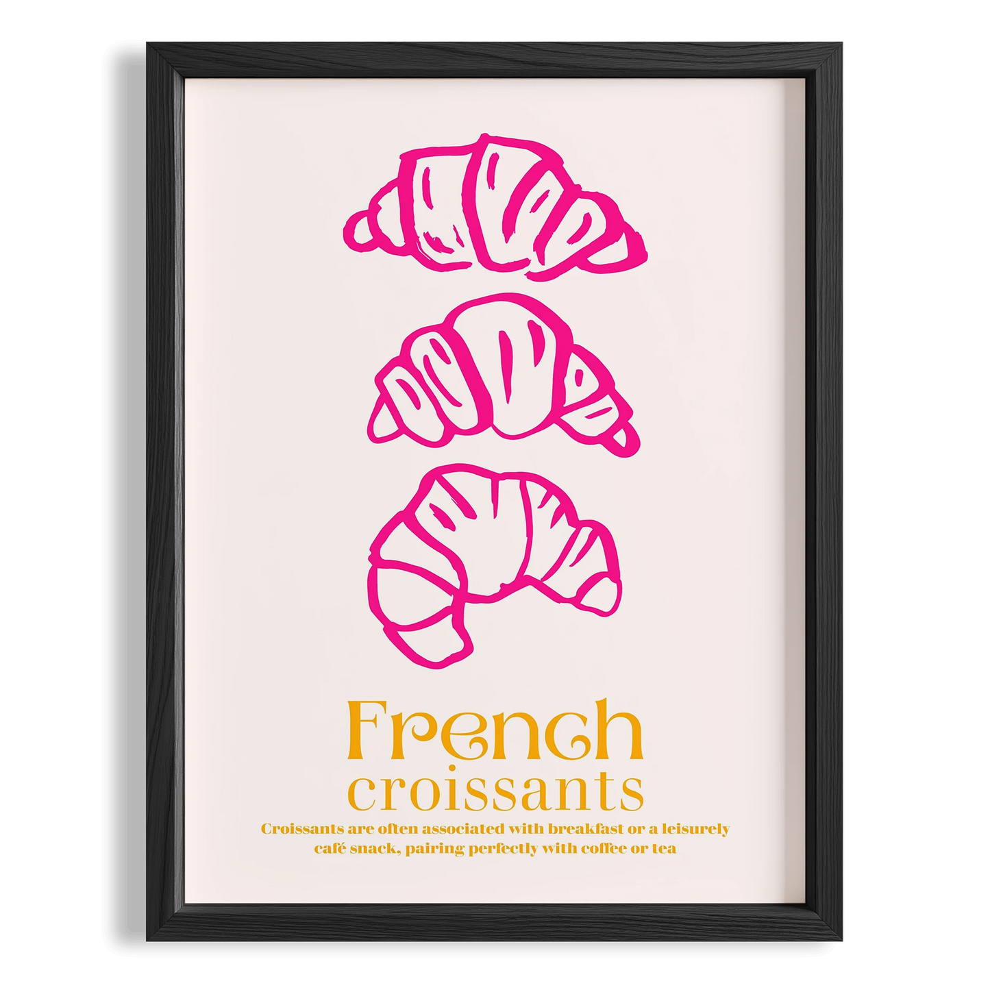 French Croissants Pembe Fransız Kahvaltı Kültürü Mutfak Duvar Tablosu