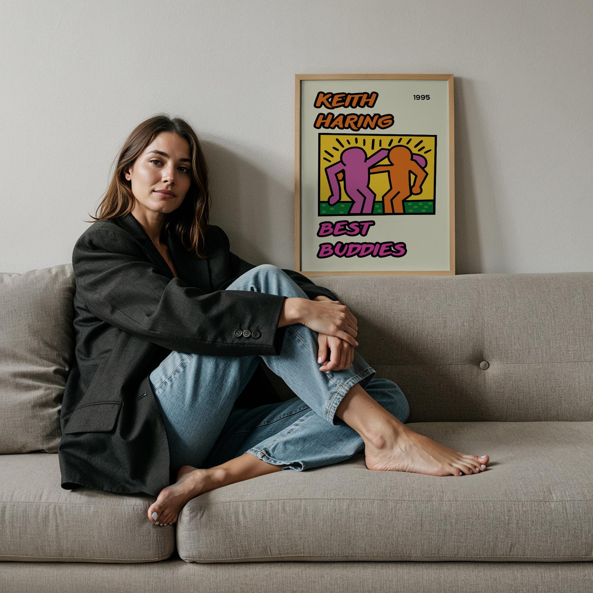 En İyi Dostlar - Keith Haring Ahşap Duvar Tablosu