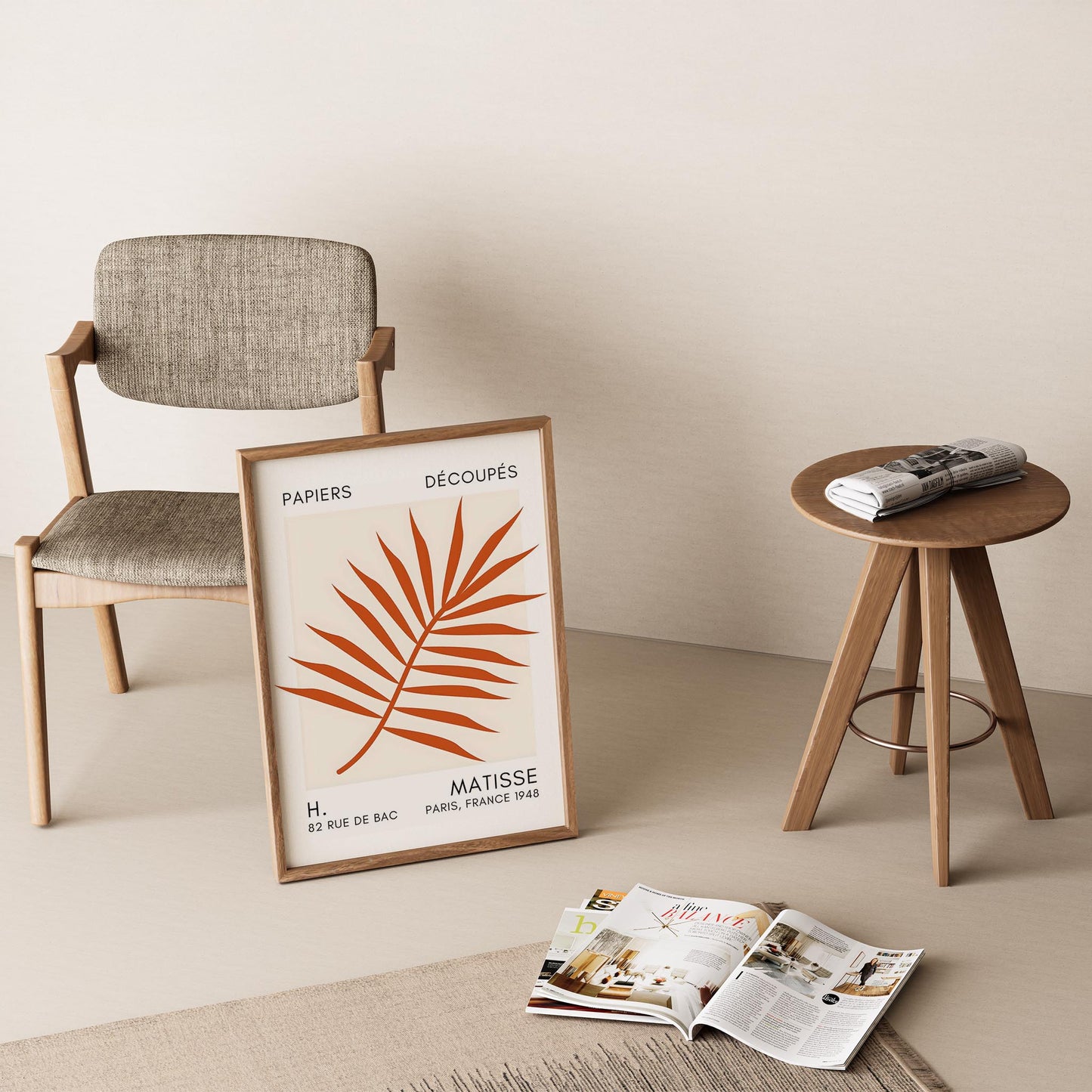 Matisse Kağıt Kesimleri Serisi Terracotta Palmiye Yaprağı I Duvar Tablosu