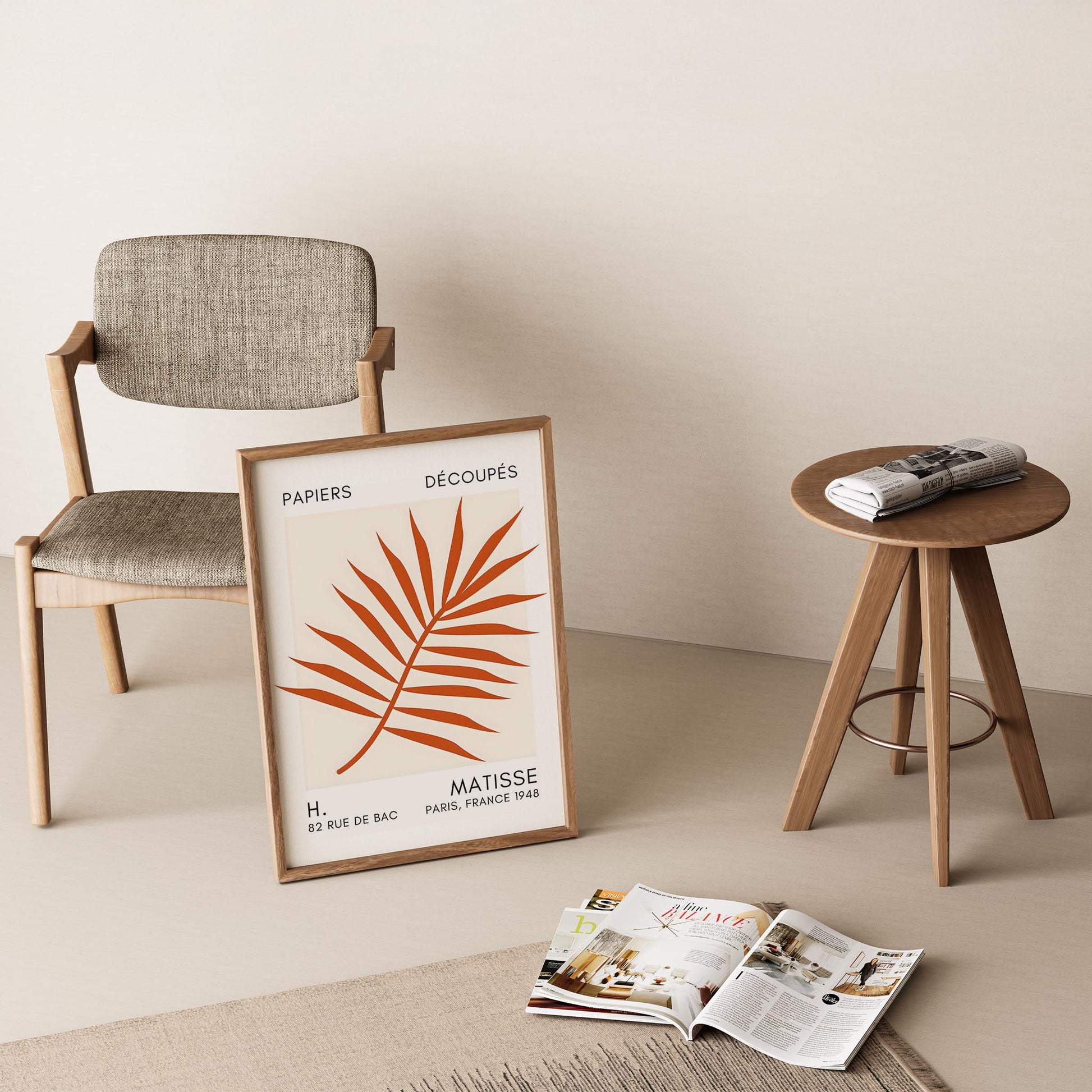Matisse Kağıt Kesimleri Serisi Terracotta Palmiye Yaprağı I Duvar Tablosu