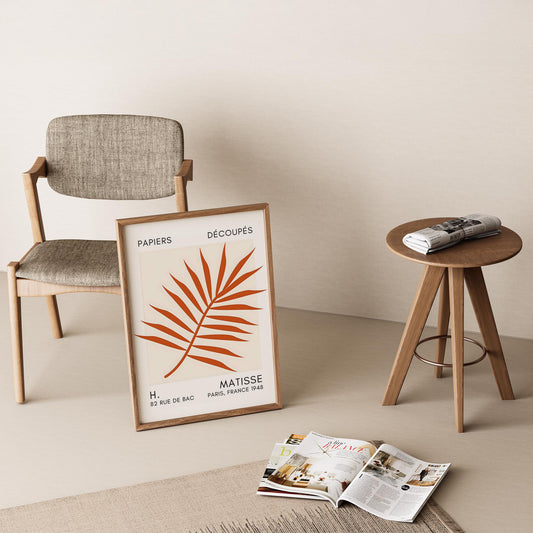Matisse Kağıt Kesimleri Serisi Terracotta Palmiye Yaprağı I Duvar Tablosu