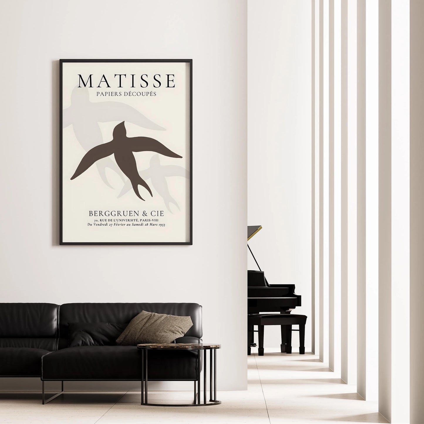 Matisse Kağıt Kesimleri Serisi Minimalist Kahve Tonları Kuş I Duvar Tablosu