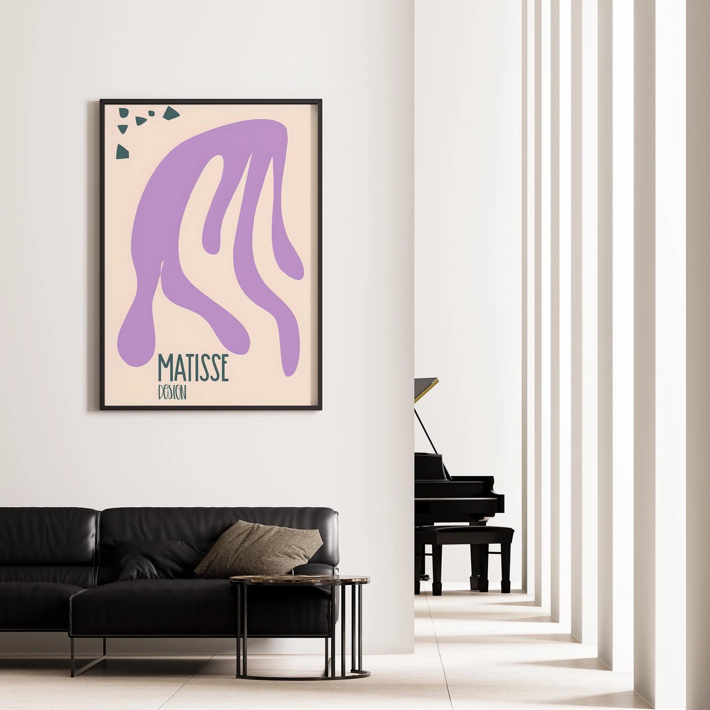 Matisse Kağıt Kesimleri Abstract Serisi Lila Bej Yaprak I Duvar Tablosu