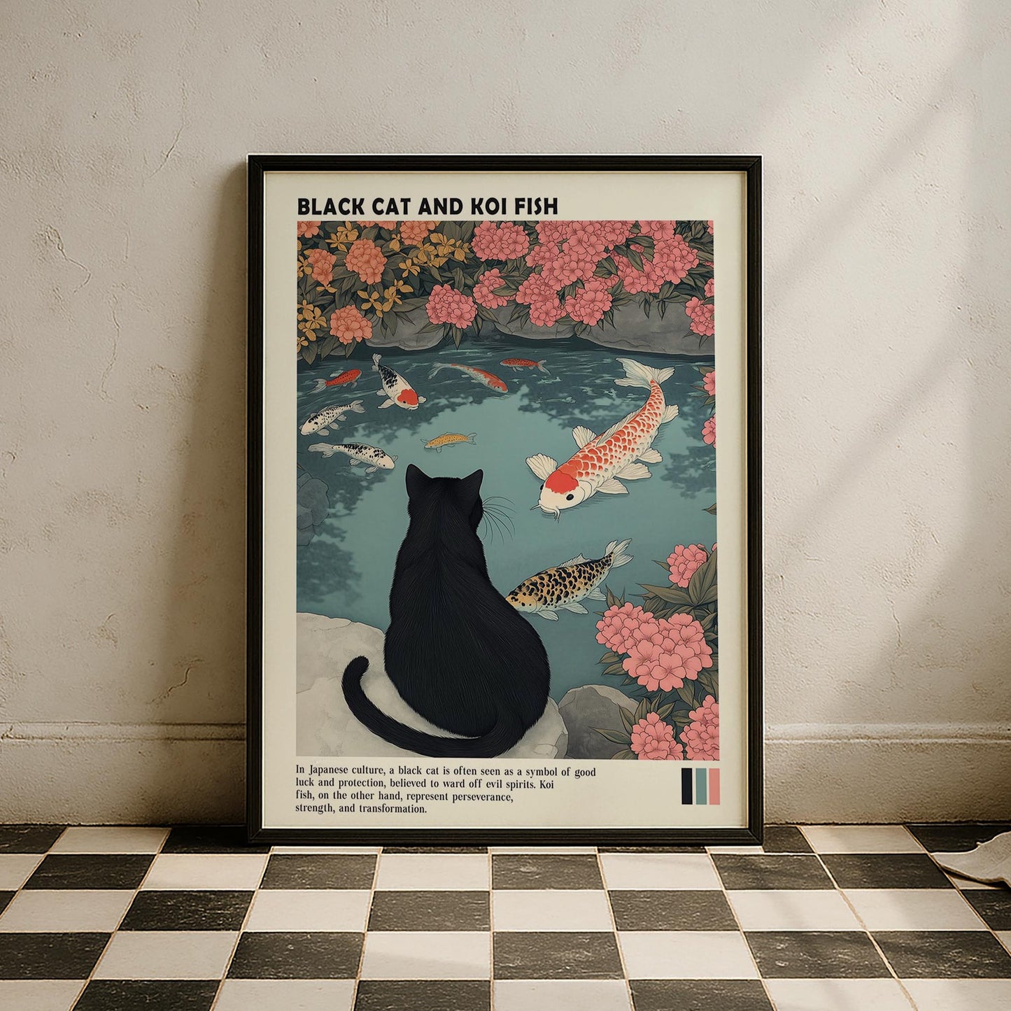 Siyah Kedi ve Koi Balığı