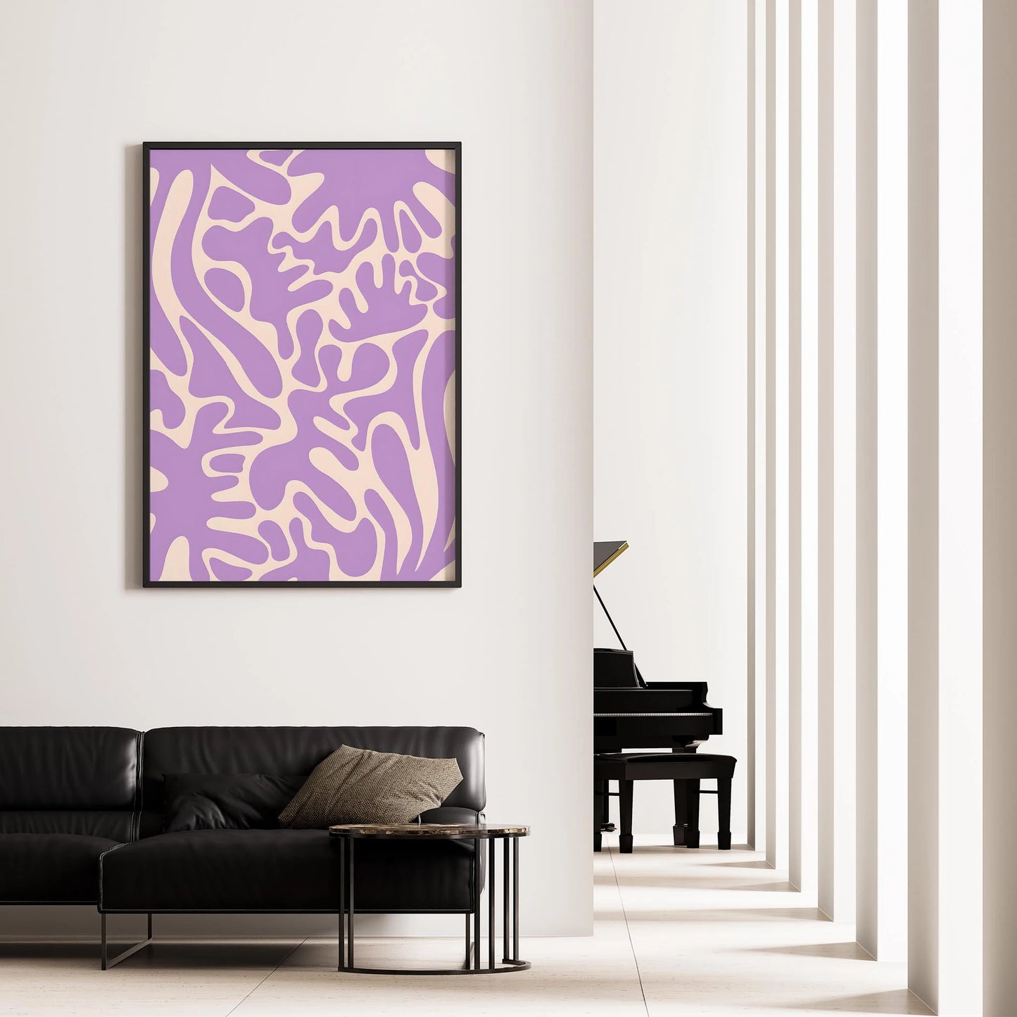 Matisse Kağıt Kesimleri Abstract Serisi Lila Bej Dallar I Duvar Tablosu