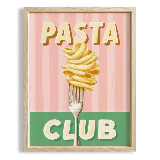 Pasta Club İtalyanca Tipografi Mutfak Duvar Tablosu II