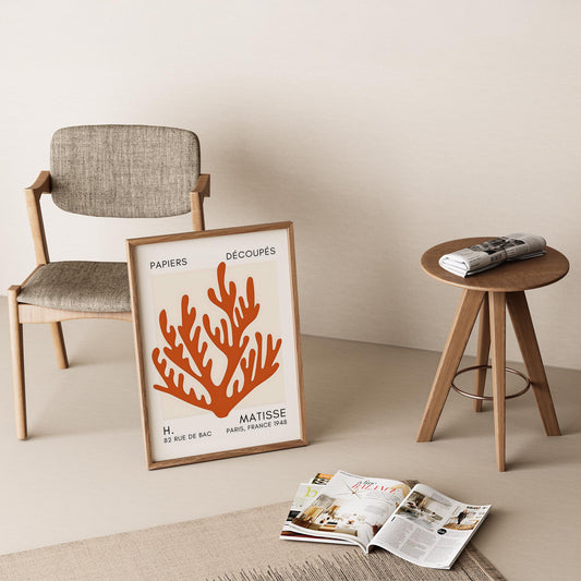 Matisse Kağıt Kesimleri Serisi Terracotta Mercan Dalı I Duvar Tablosu