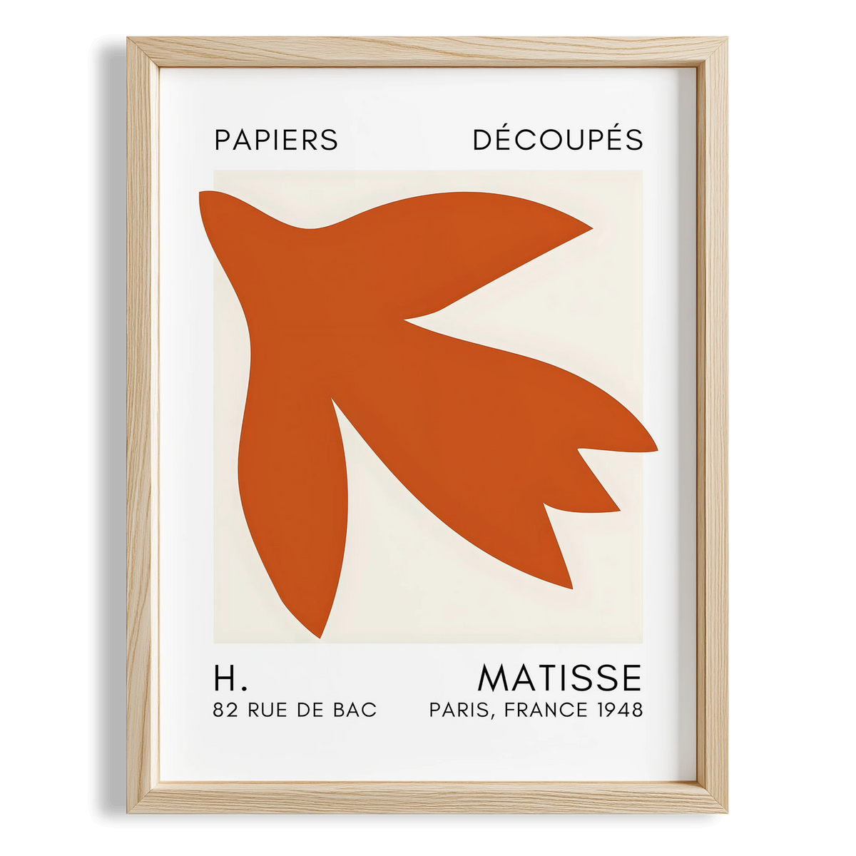 Matisse Kağıt Kesimleri Serisi Terracotta Soyut Lale I Duvar Tablosu