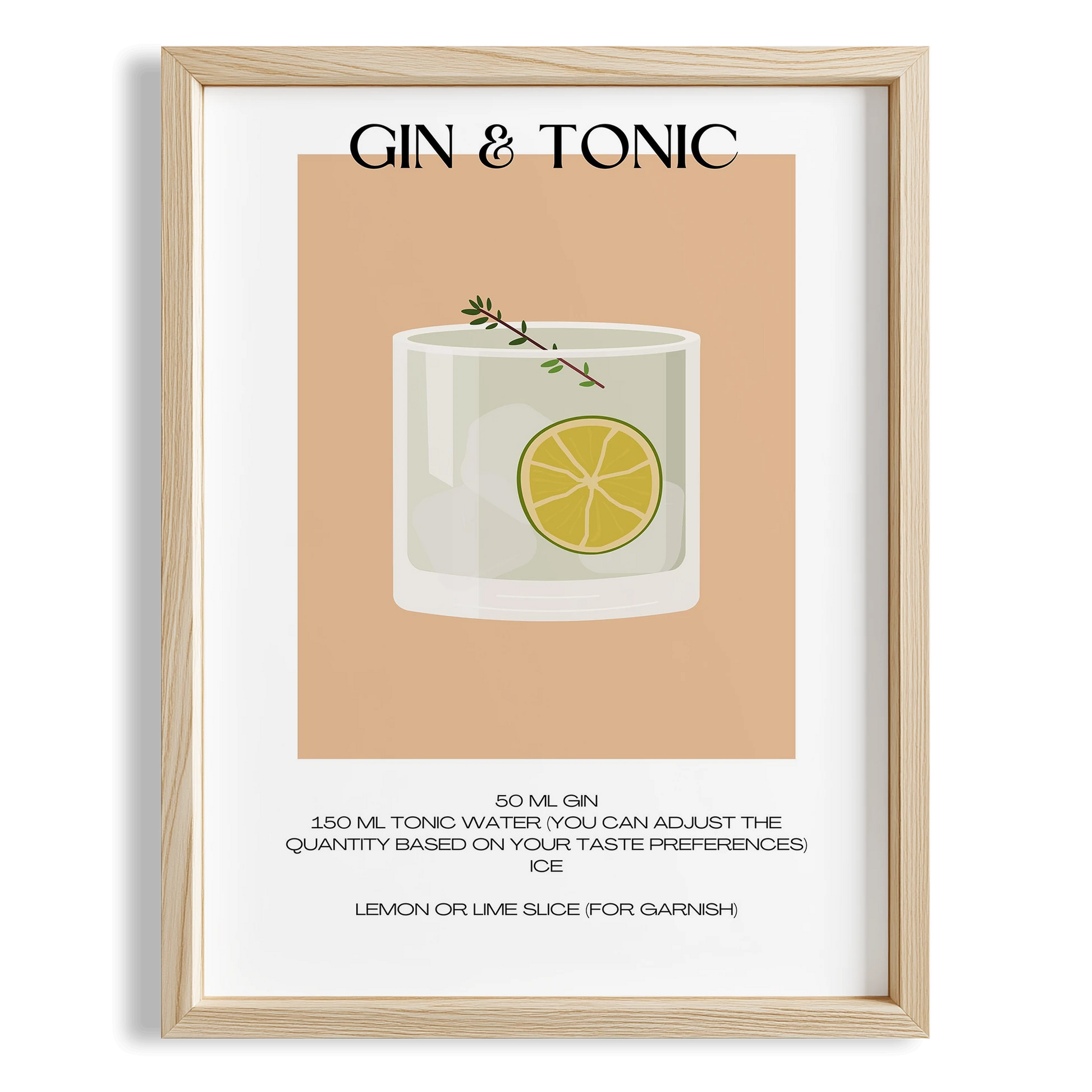 Gin & Tonic Kokteyl Tarifi Mutfak Duvar Tablosu