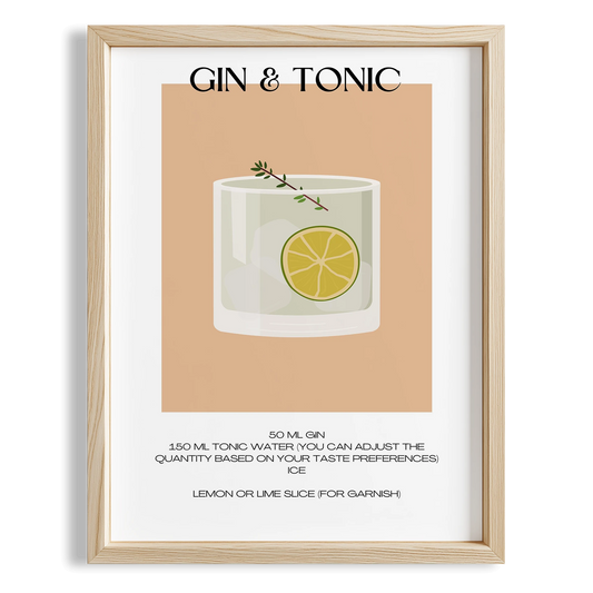 Gin & Tonic Kokteyl Tarifi Mutfak Duvar Tablosu