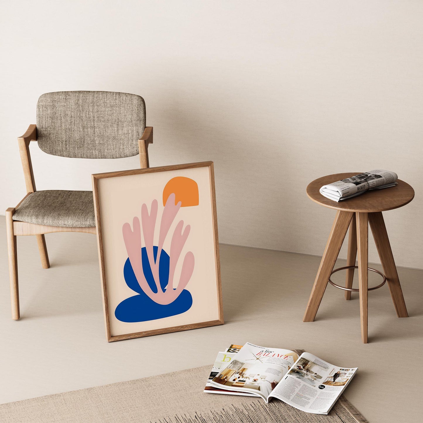 Matisse Kağıt Kesimleri Abstract Serisi Renkli Soyut Formlar II Duvar Tablosu