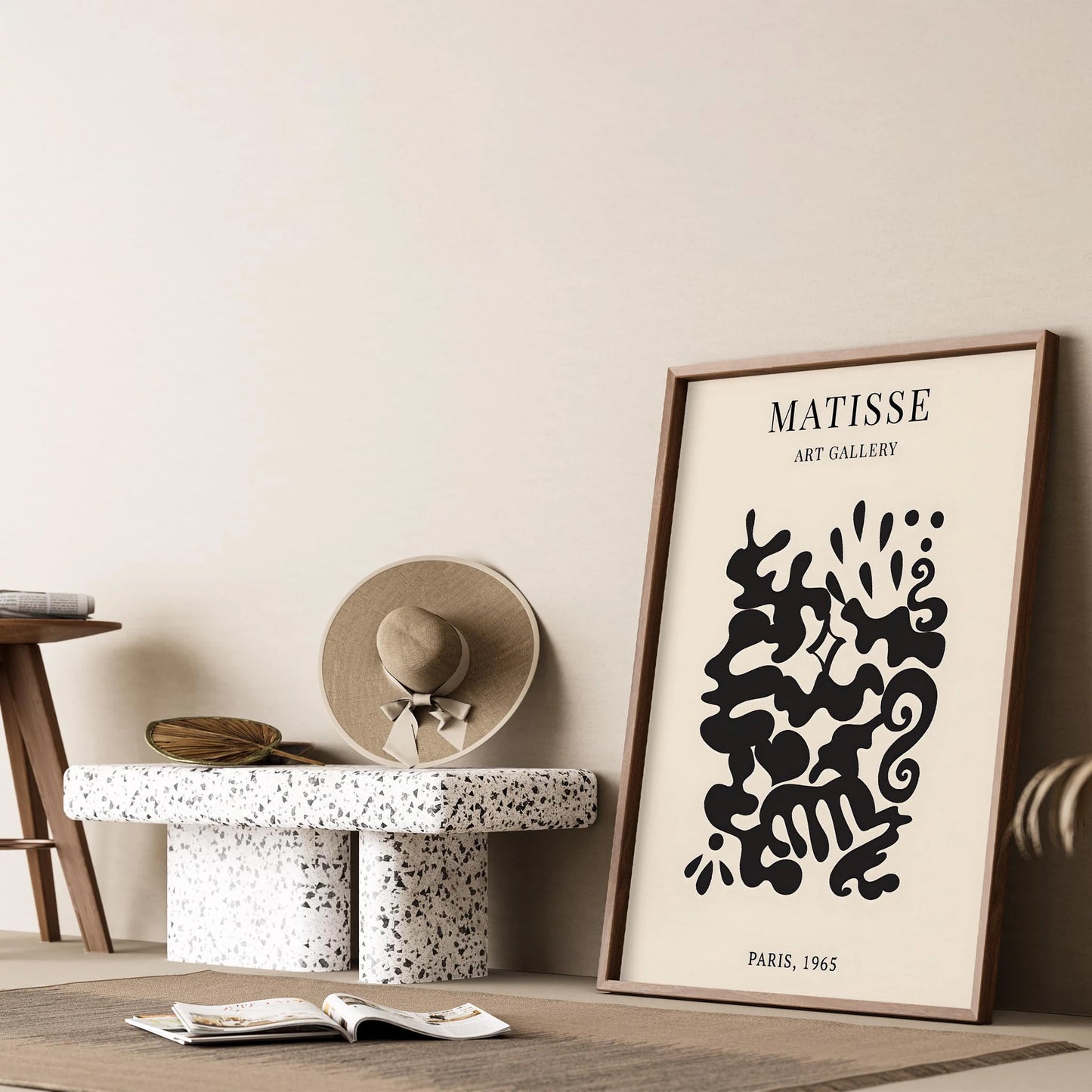Matisse Kağıt Kesimleri Serisi Siyah Soyut Dallar ve Çiçekler I Duvar Tablosu